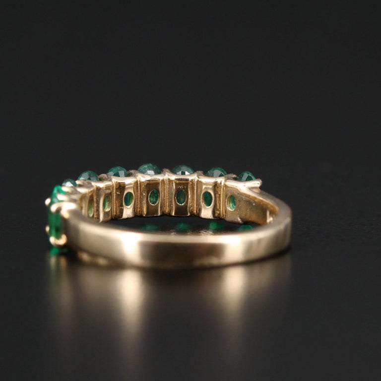 Customizable Half Eternity Emerald Wedding Band, Art Deco Emerald