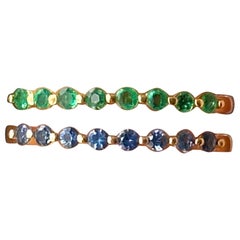 Half Eternity Gemstone Band, Dainty Gemstone Band, Minimalist Emerald Band, 18k