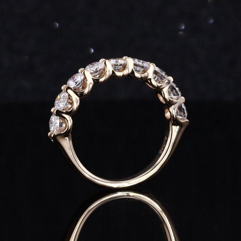 Customizable Half Eternity Halo 18K White Gold 9 Grown Diamond