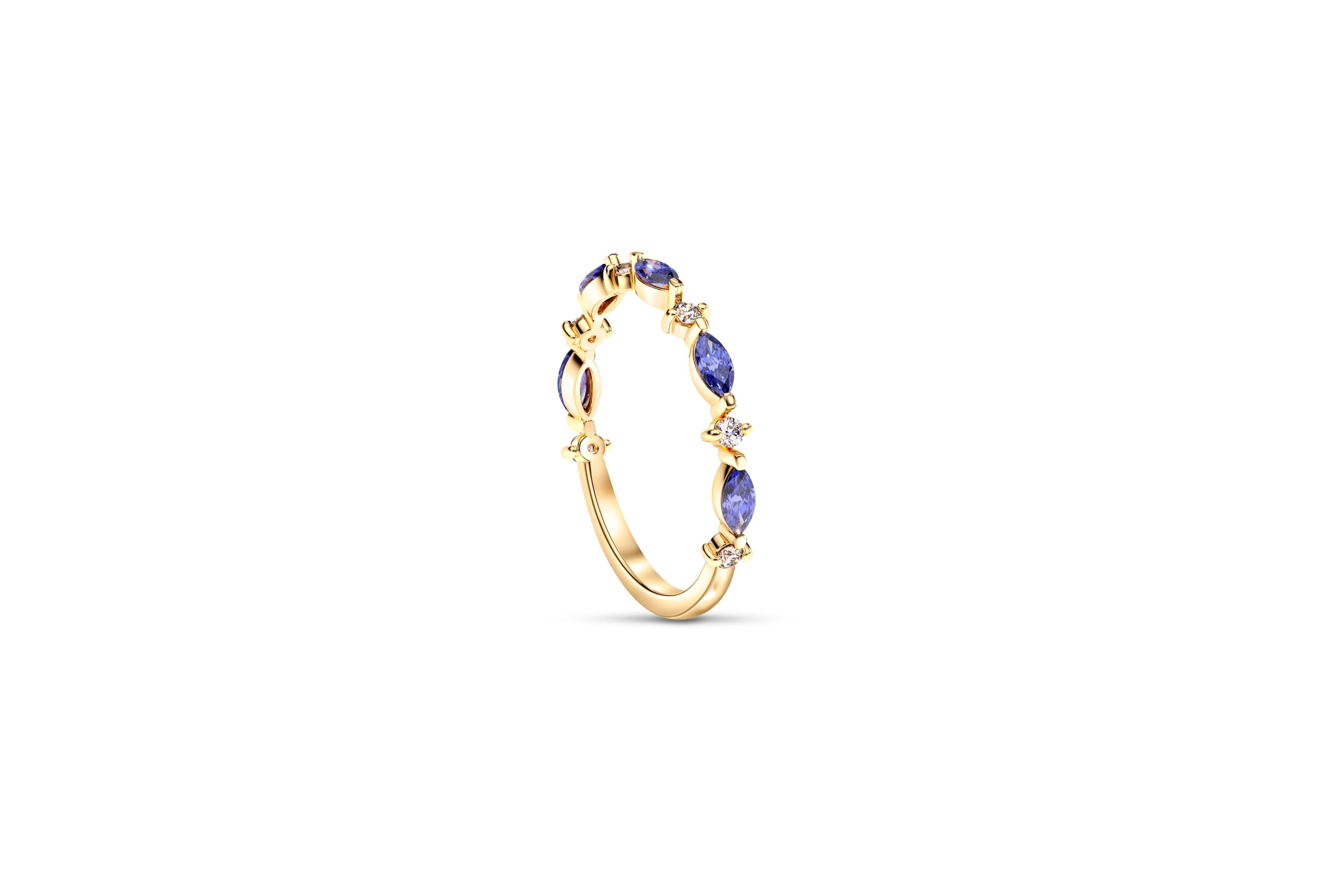Marquise Cut Half eternity marquise 14k gold ring.