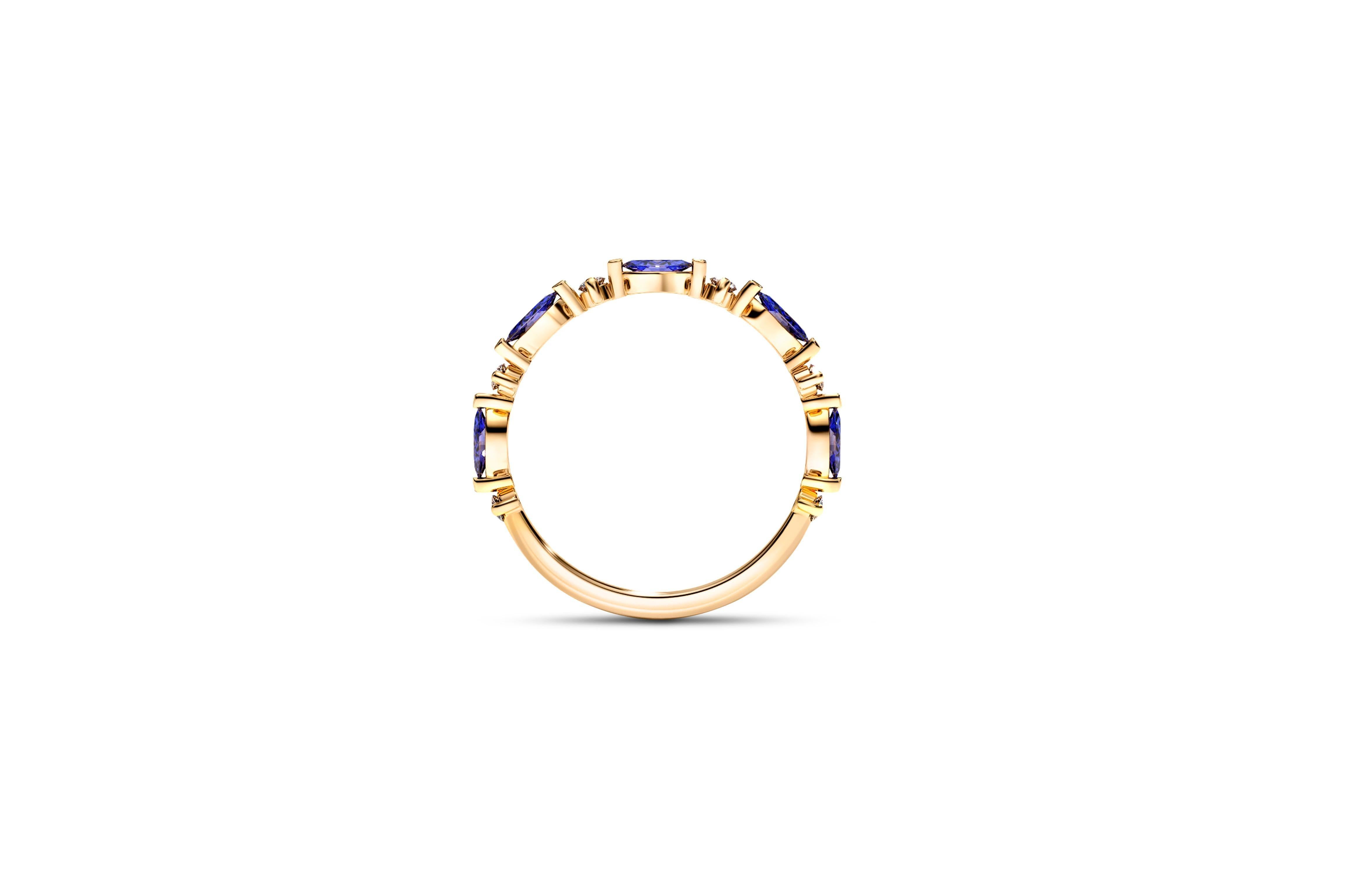 Half eternity marquise 14k gold ring. In New Condition In Istanbul, TR