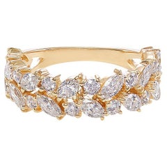 Half Eternity Marquise Shape Diamond Wedding Ring in 18K Yellow Gold