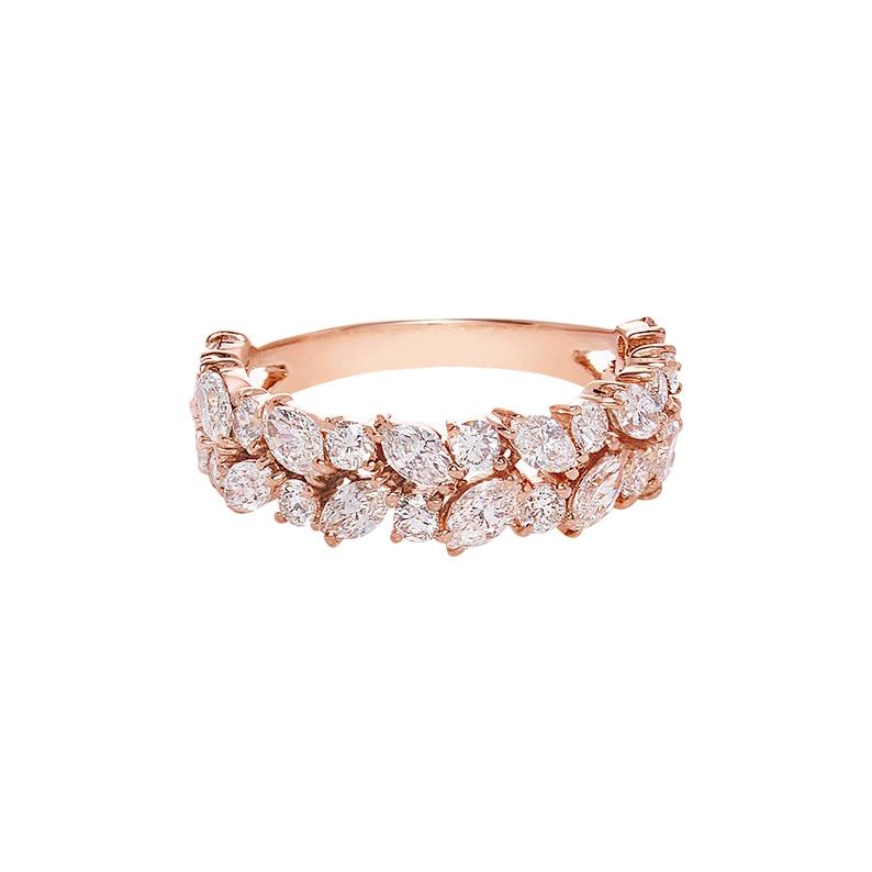 Half Eternity Marquise Shape Diamond Wedding Ring in 18K Rose Gold