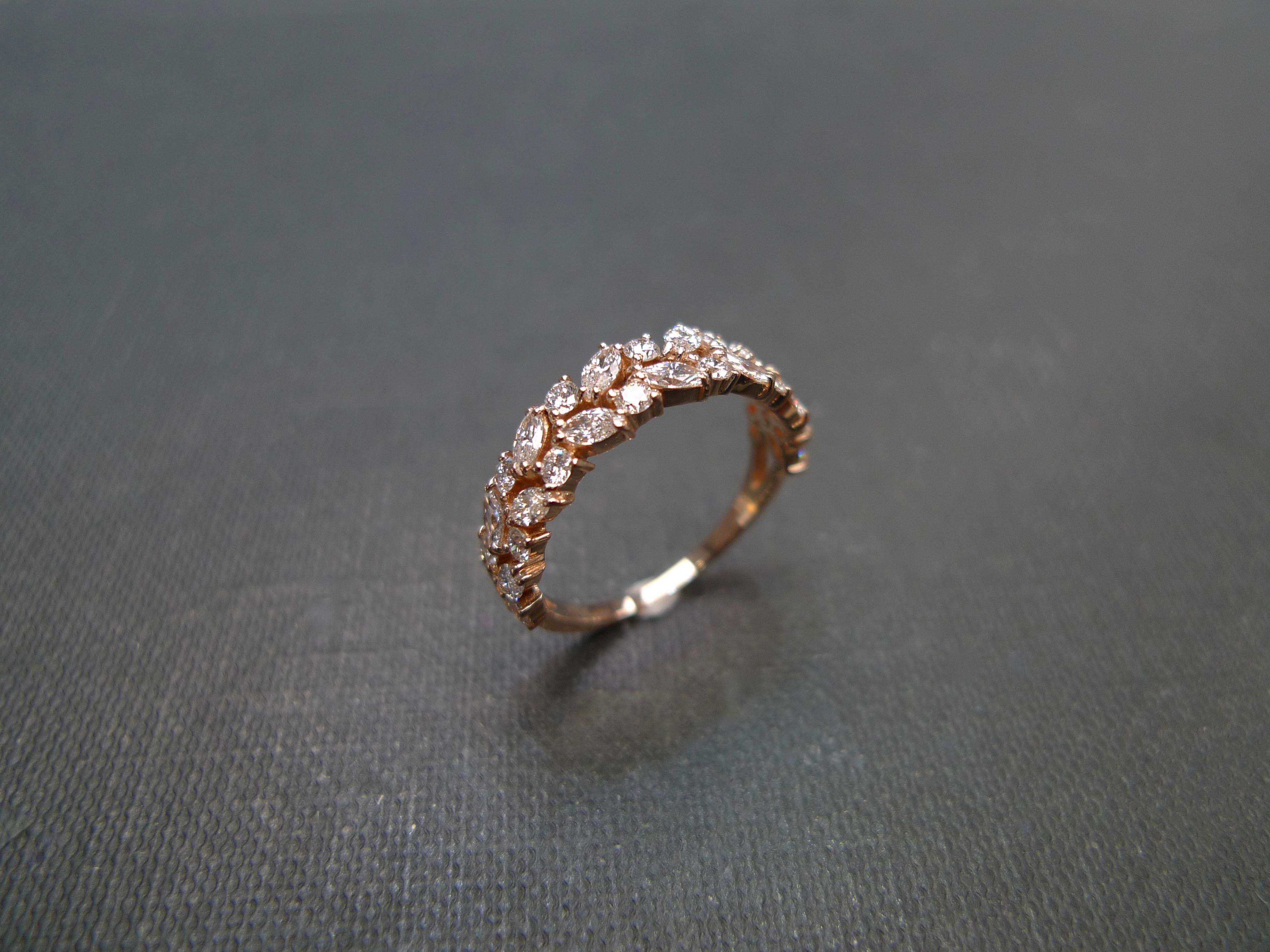 For Sale:  Half Eternity Marquise Shape Diamond Wedding Ring in 18K Rose Gold 11