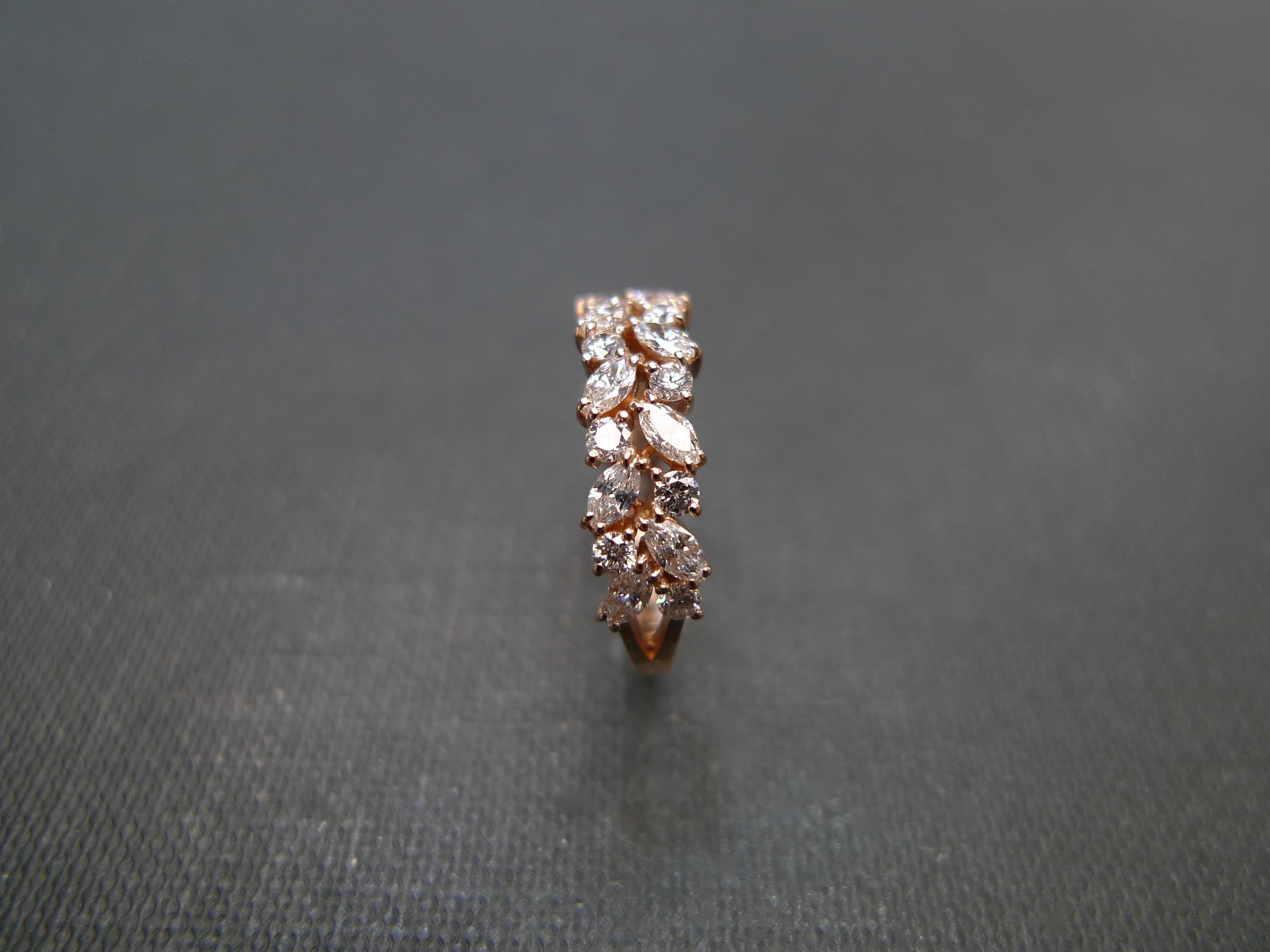 For Sale:  Half Eternity Marquise Shape Diamond Wedding Ring in 18K Rose Gold 12