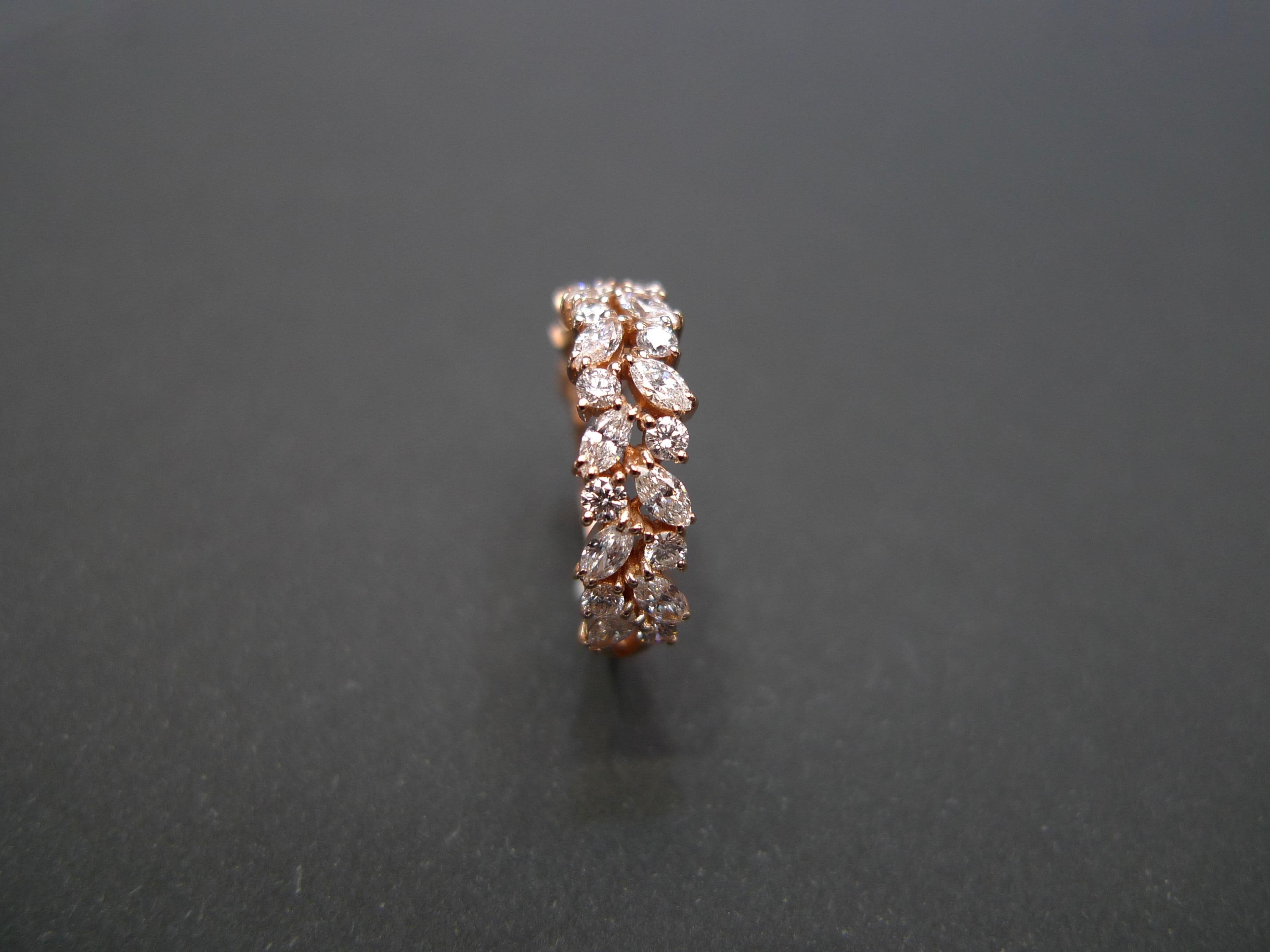 For Sale:  Half Eternity Marquise Shape Diamond Wedding Ring in 18K Rose Gold 5