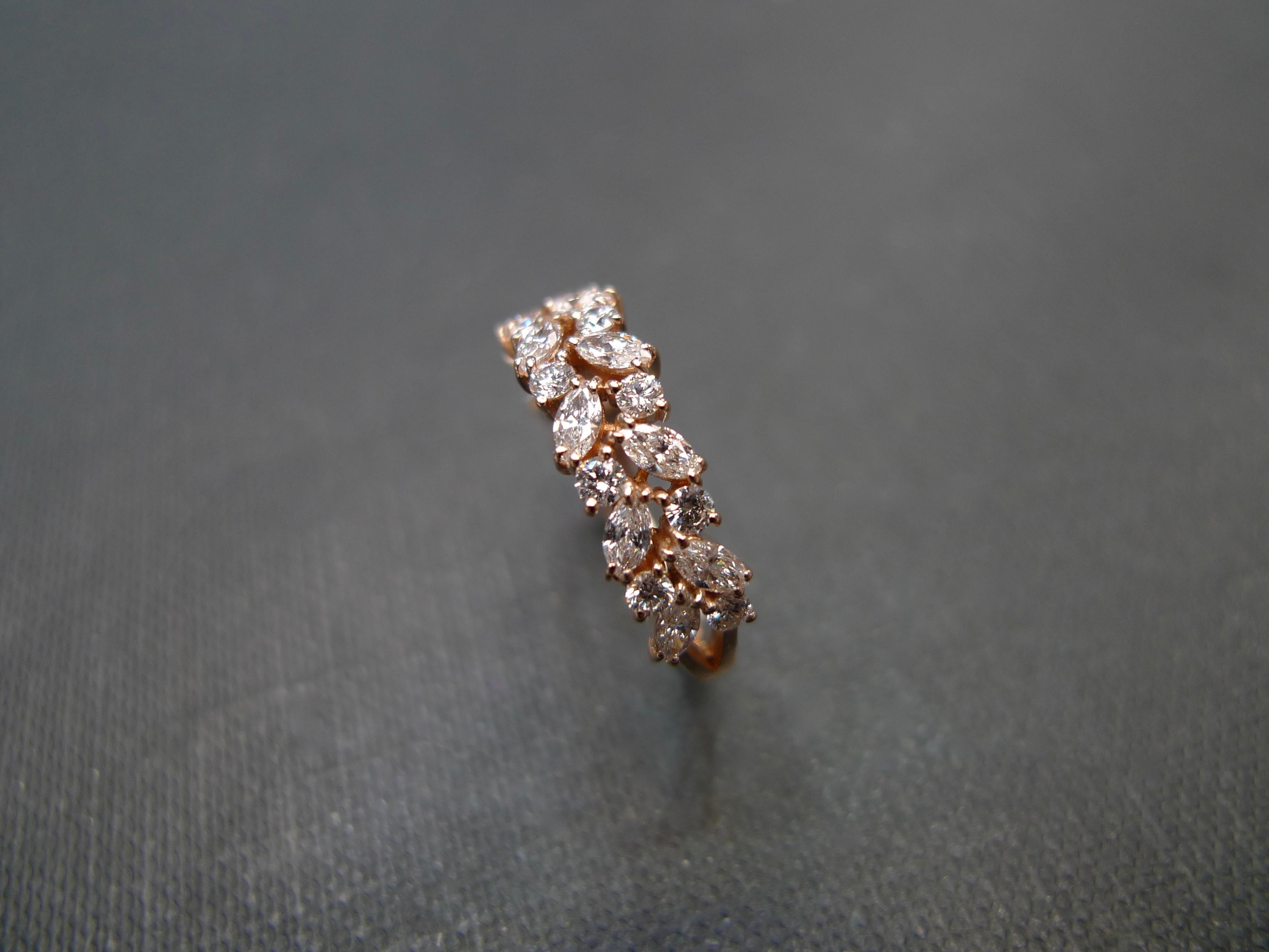 For Sale:  Half Eternity Marquise Shape Diamond Wedding Ring in 18K Rose Gold 8