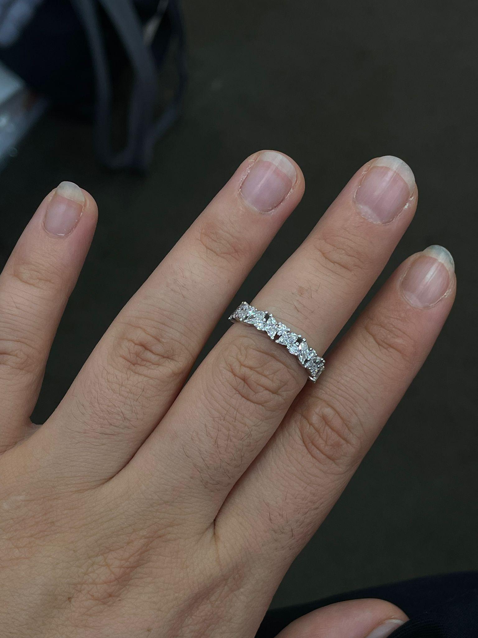 For Sale:  Half Eternity Marquise Wedding Band Ring, 0.5CT Natural Diamond, 18k White Gold 17