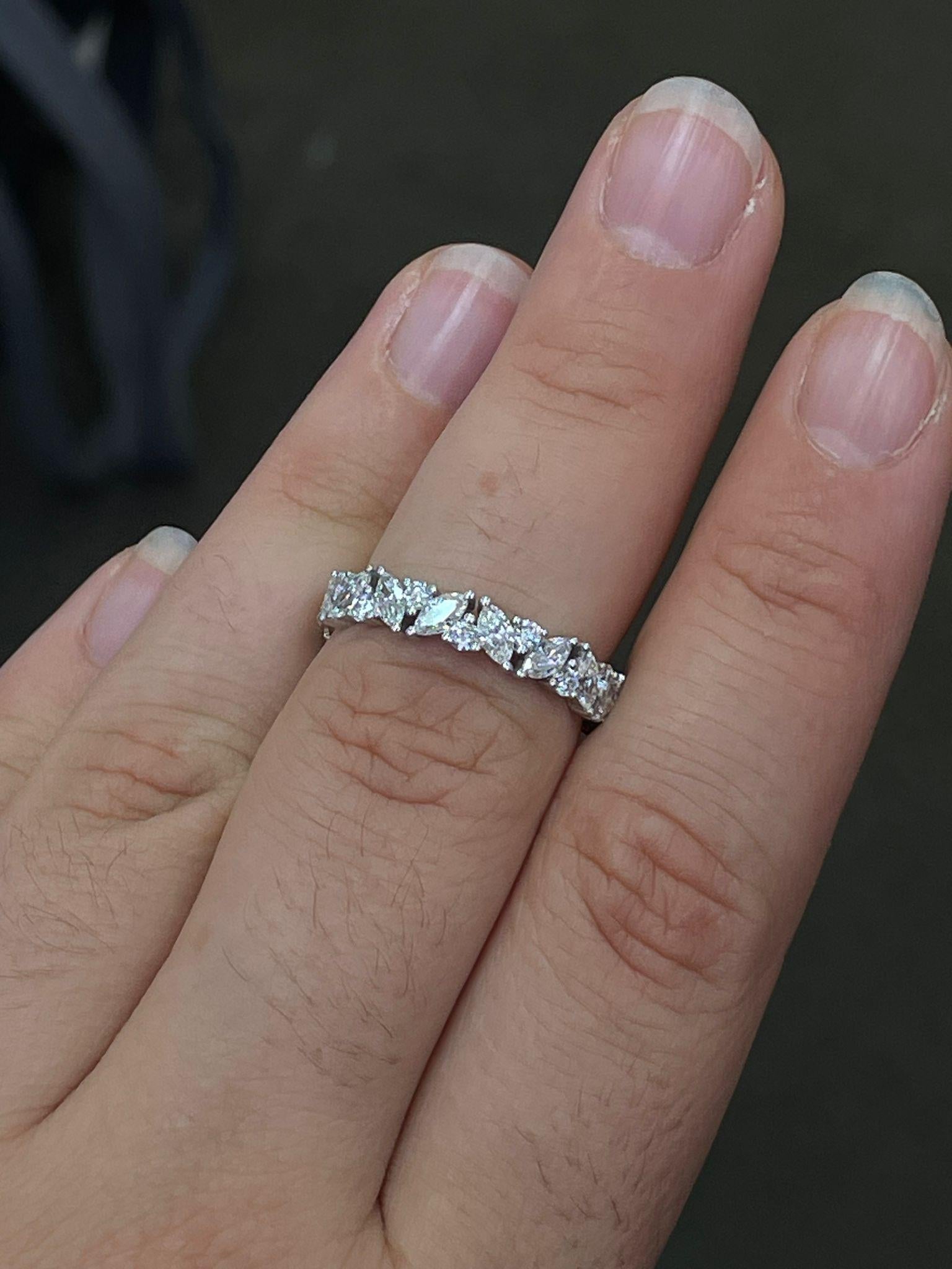 For Sale:  Half Eternity Marquise Wedding Band Ring, 0.5CT Natural Diamond, 18k White Gold 18