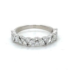 Half Eternity Marquise Wedding Band Ring, 0.5CT Natural Diamond, 18k White Gold