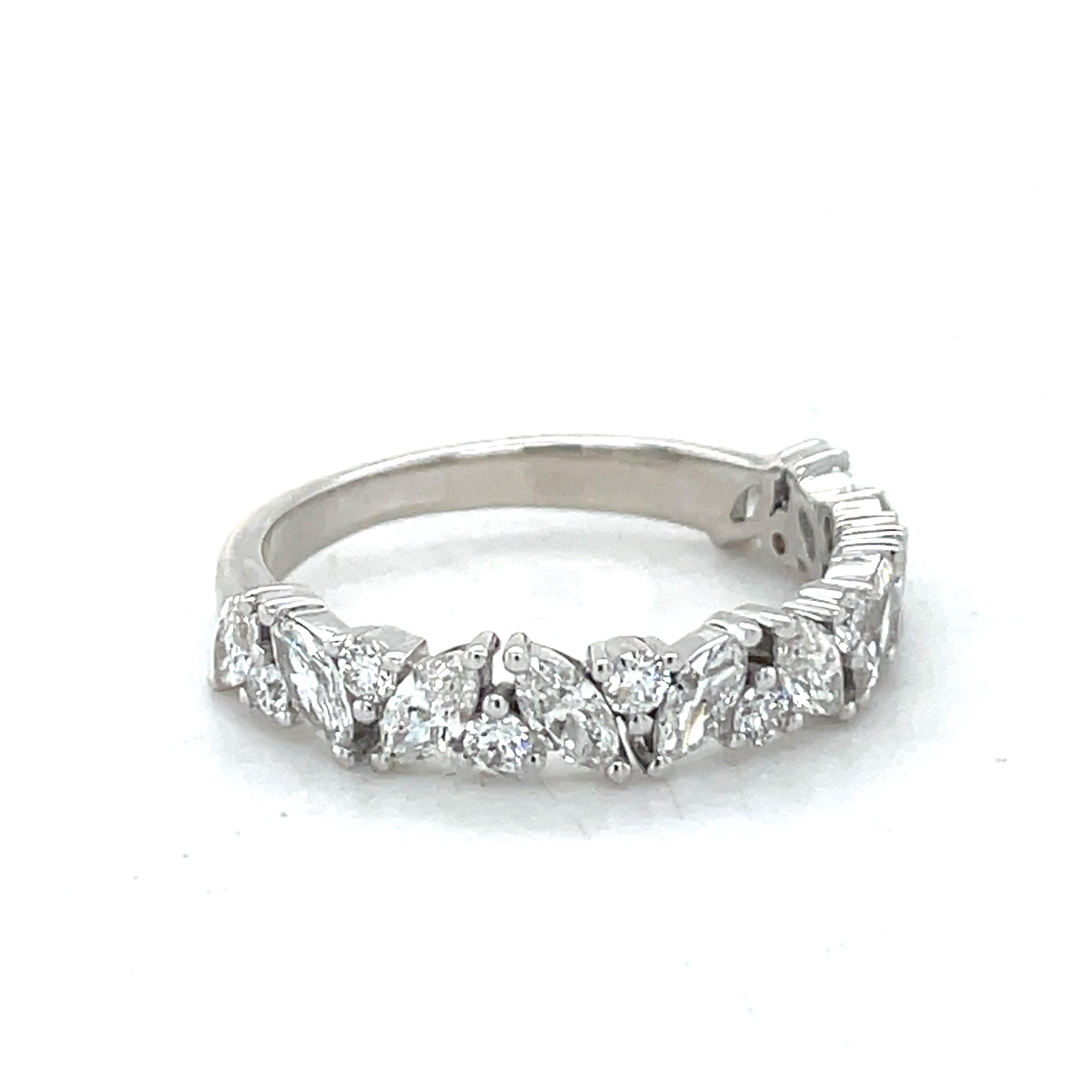 For Sale:  Half Eternity Marquise Wedding Band Ring, 0.5CT Natural Diamond, 18k White Gold 3