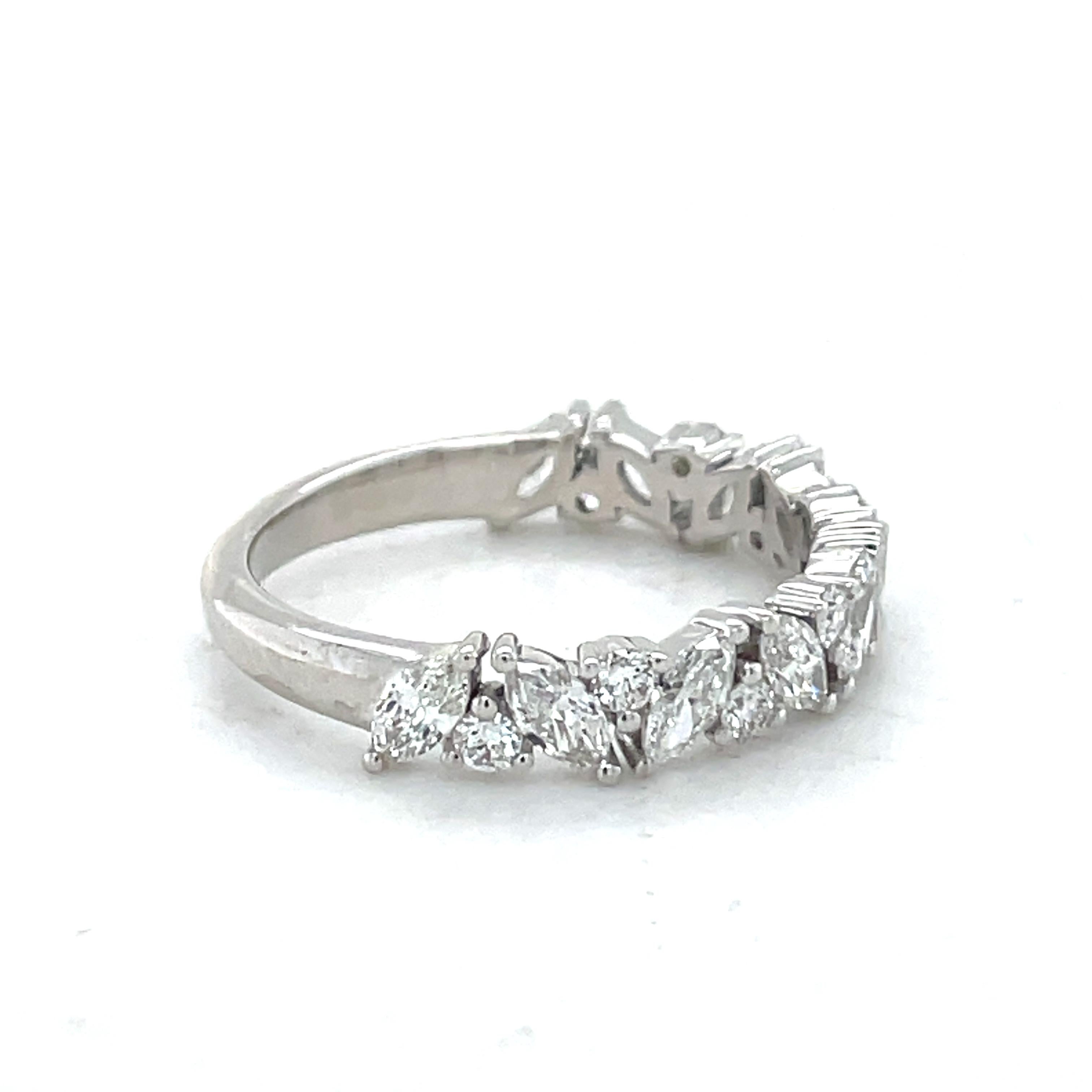 For Sale:  Half Eternity Marquise Wedding Band Ring, 0.5CT Natural Diamond, 18k White Gold 4