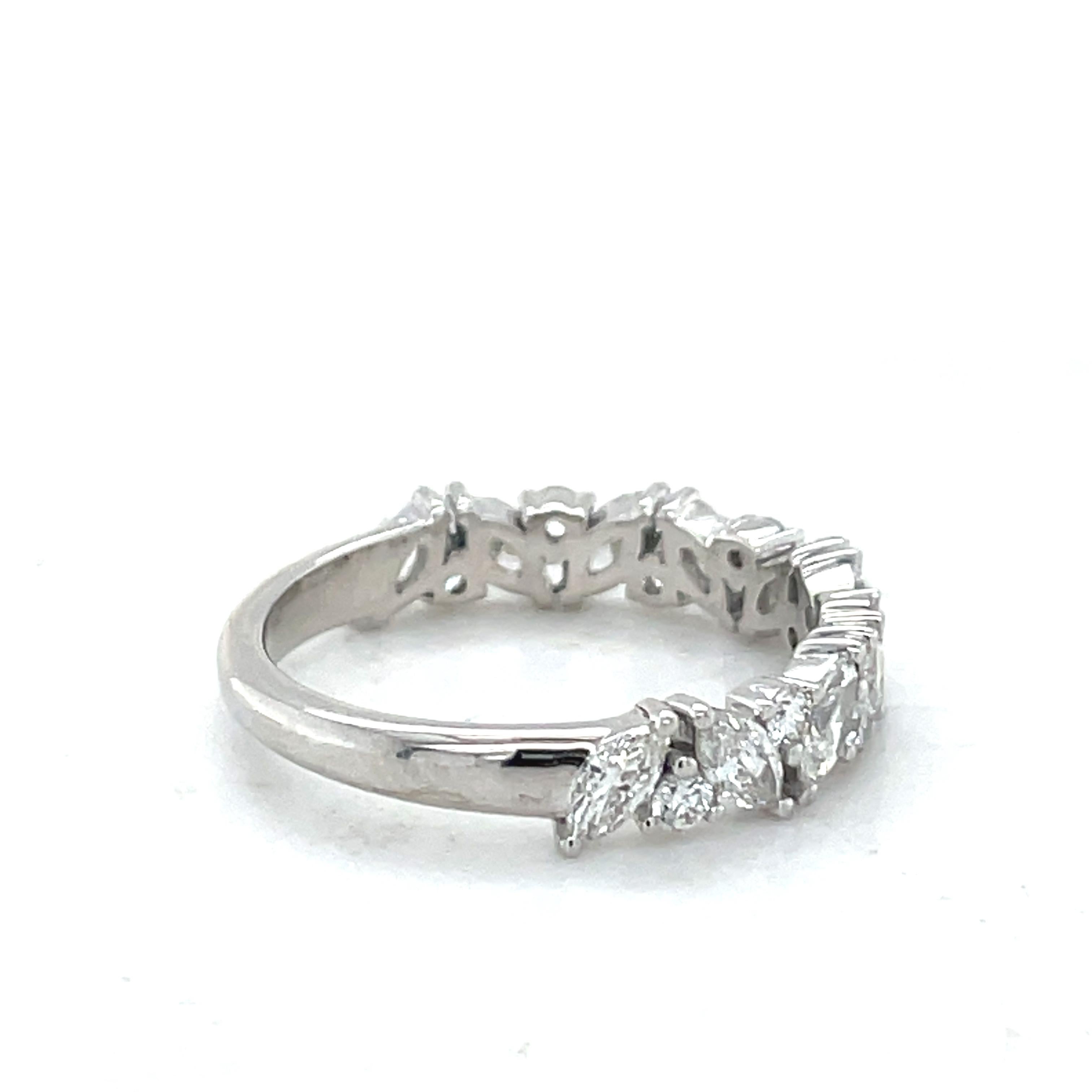 For Sale:  Half Eternity Marquise Wedding Band Ring, 0.5CT Natural Diamond, 18k White Gold 5