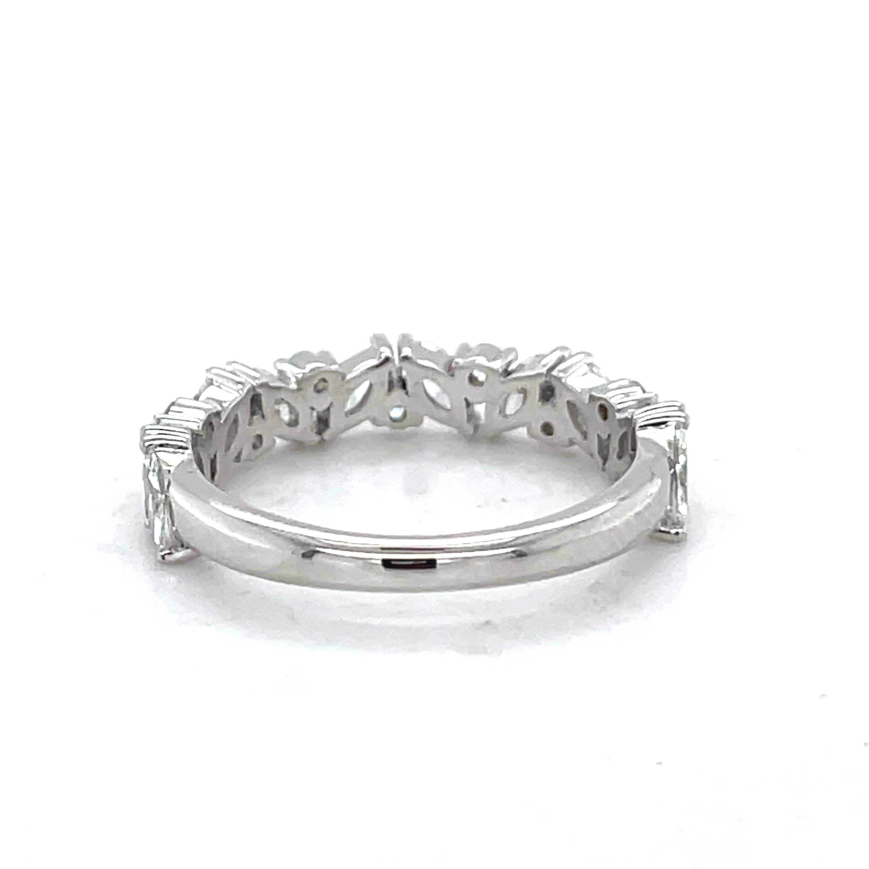 For Sale:  Half Eternity Marquise Wedding Band Ring, 0.5CT Natural Diamond, 18k White Gold 6