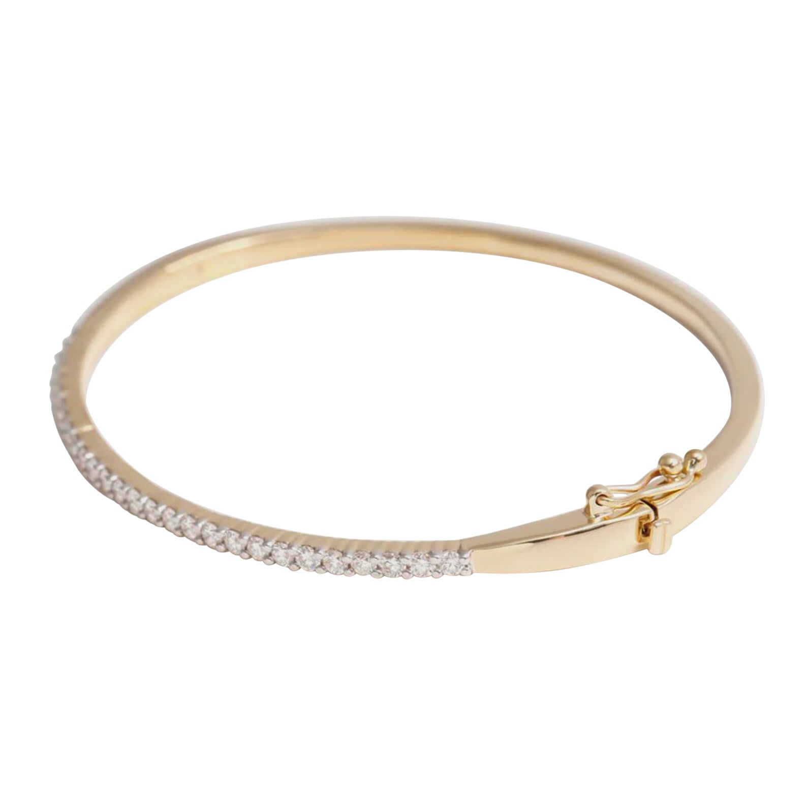 Pulsera tipo brazalete «Half Eternity» con moissanita para mujer, de plata de ley 925. en venta