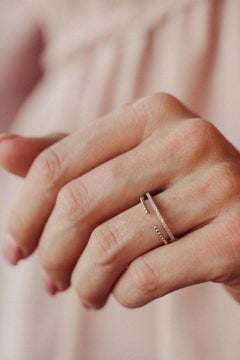 Half-Eternity Moissanite Double Band 925 Sterling Silver Engagement Ring For Her