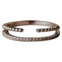 Used Half-Eternity Moissanite Double Band 925 Sterling Silver Engagement Ring For Her