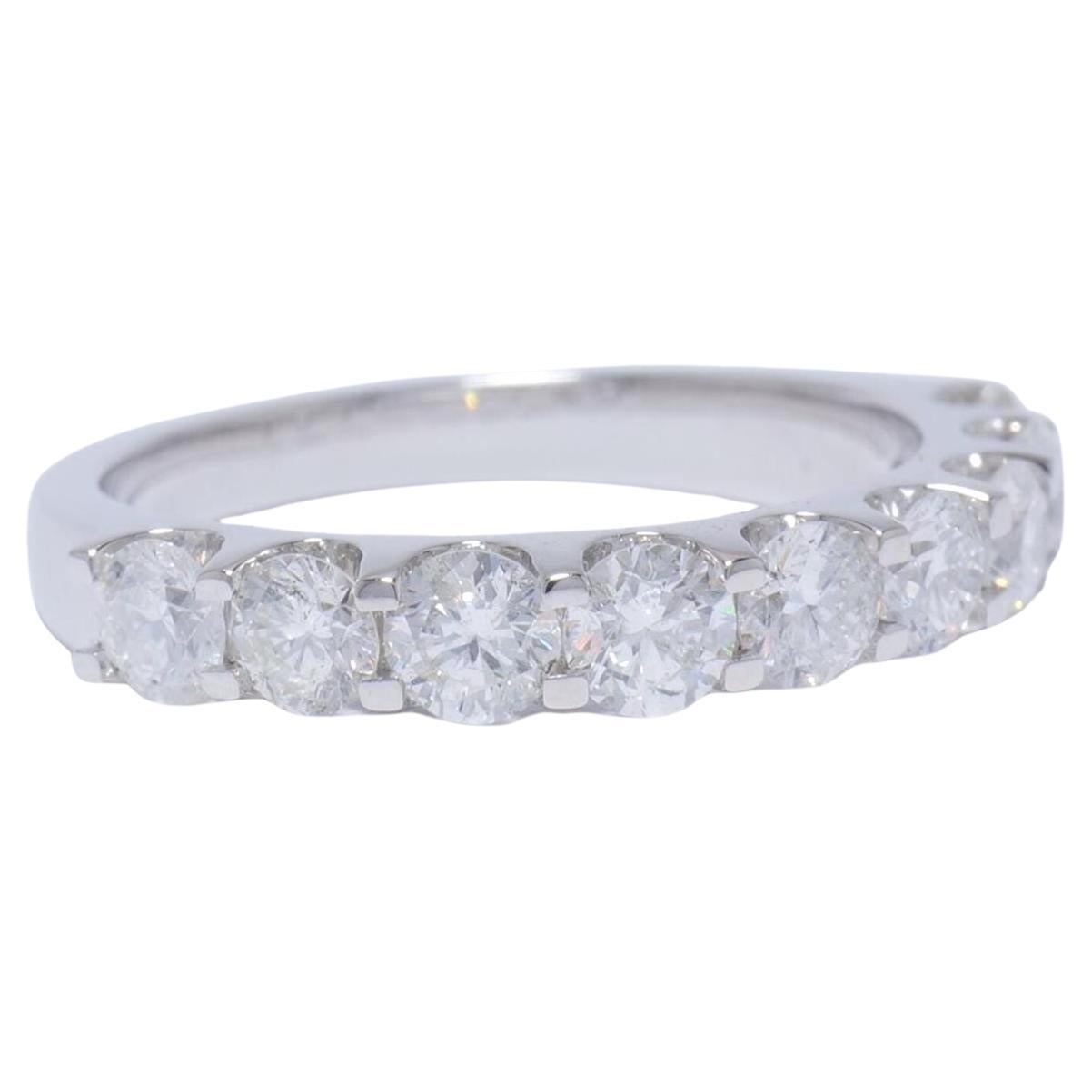 Half Eternity Natural Diamond Wedding Stack Ring in 14K Solid Gold (Certified) For Sale