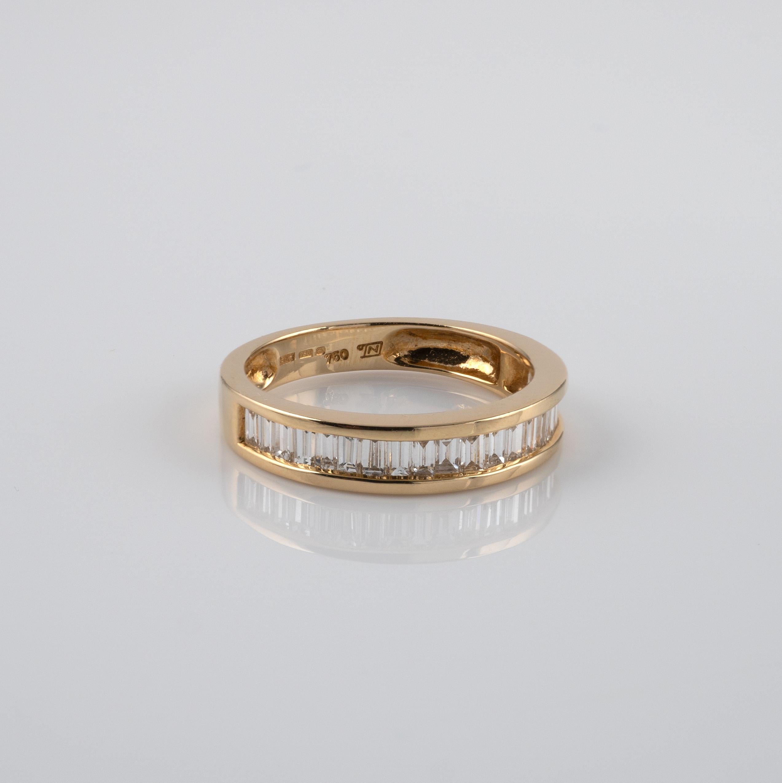 Half Eternity Ring 1.25 Carat Baguette Cut Diamonds 18 Karat Gold Full Hallmarks For Sale 1