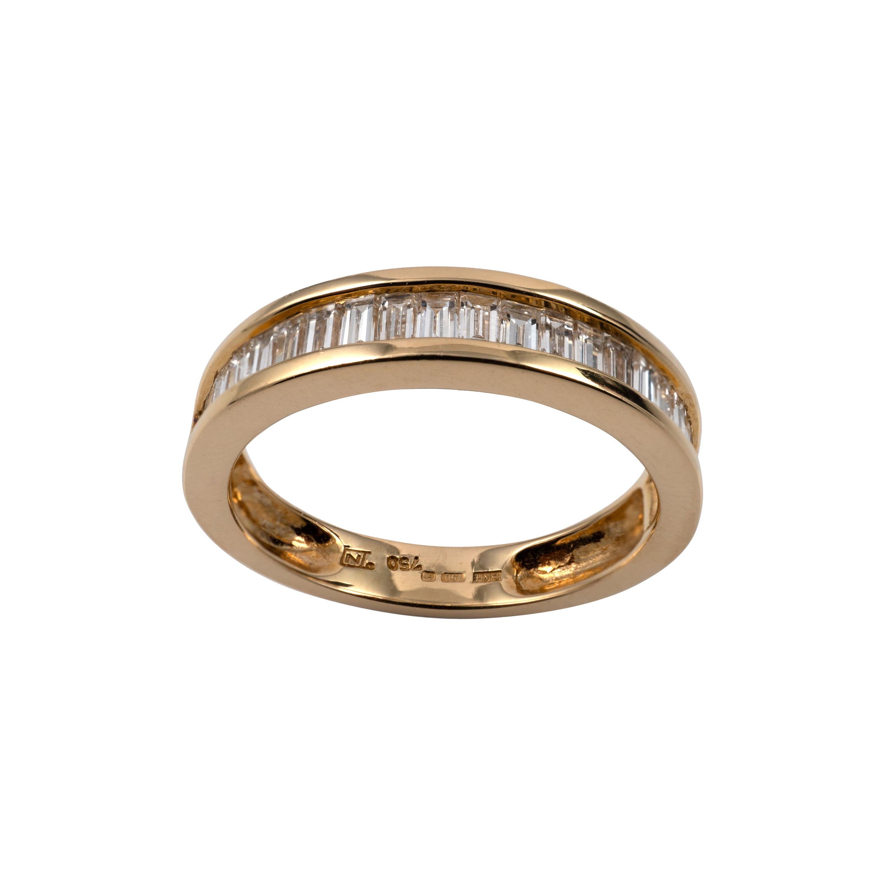 Half Eternity Ring 1.25 Carat Baguette Cut Diamonds 18 Karat Gold Full Hallmarks For Sale