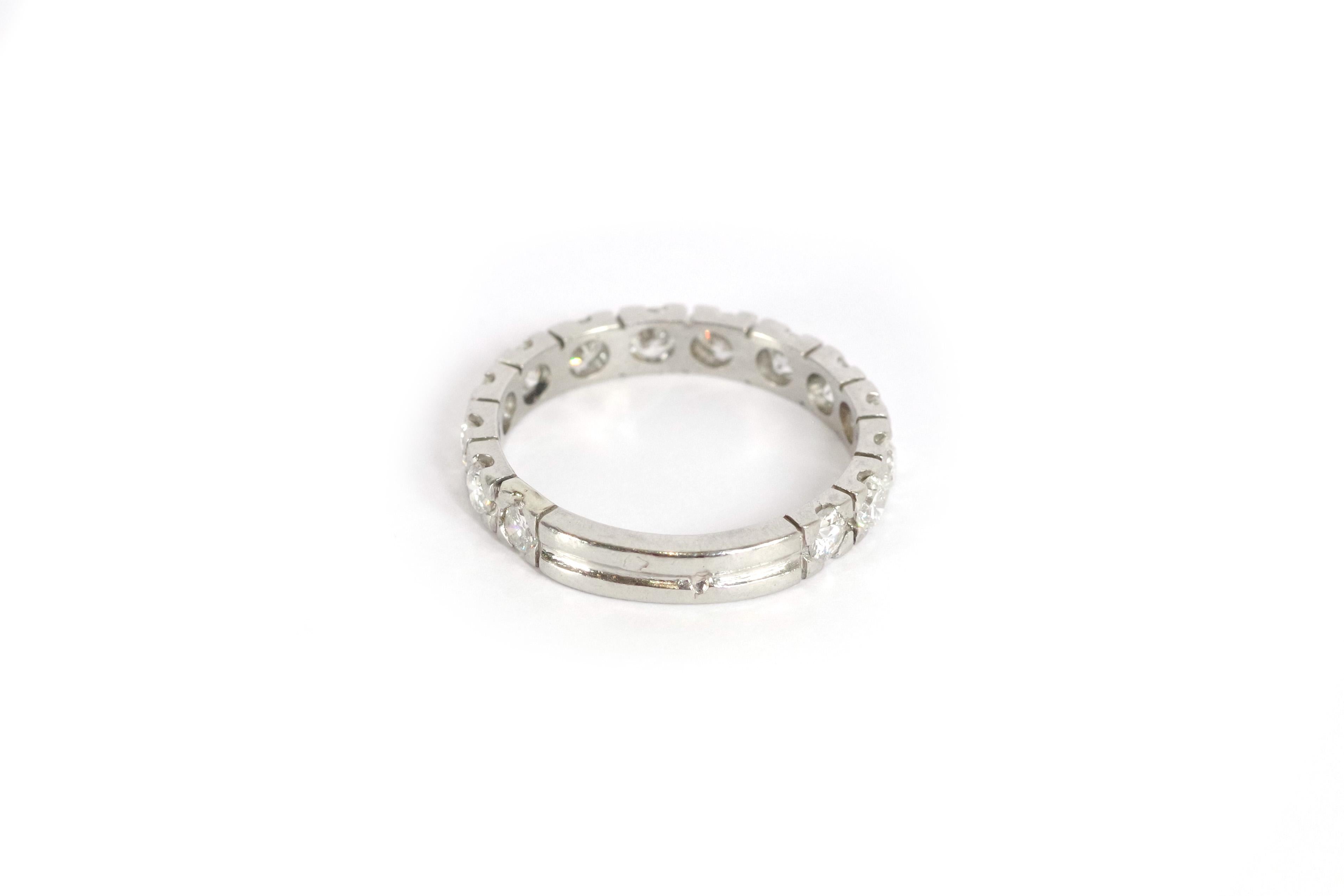 Art Deco Half eternity ring band in platinum and diamonds For Sale