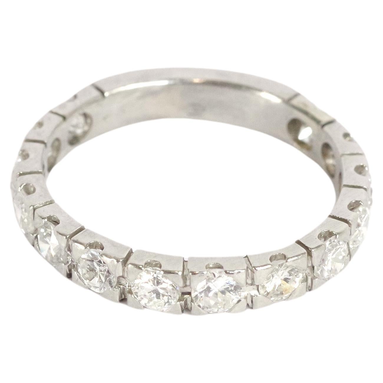 Half eternity ring band in platinum and diamonds For Sale