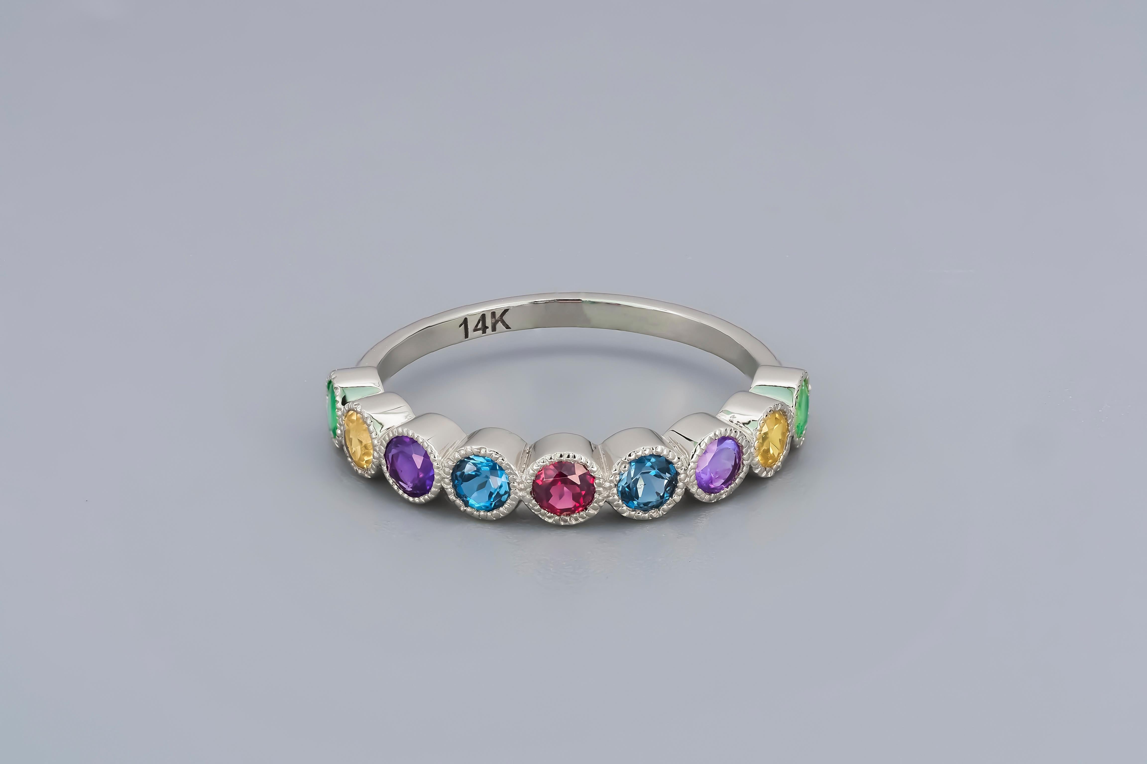 For Sale:  Half Eternity Ring with Natural Gemstones 5