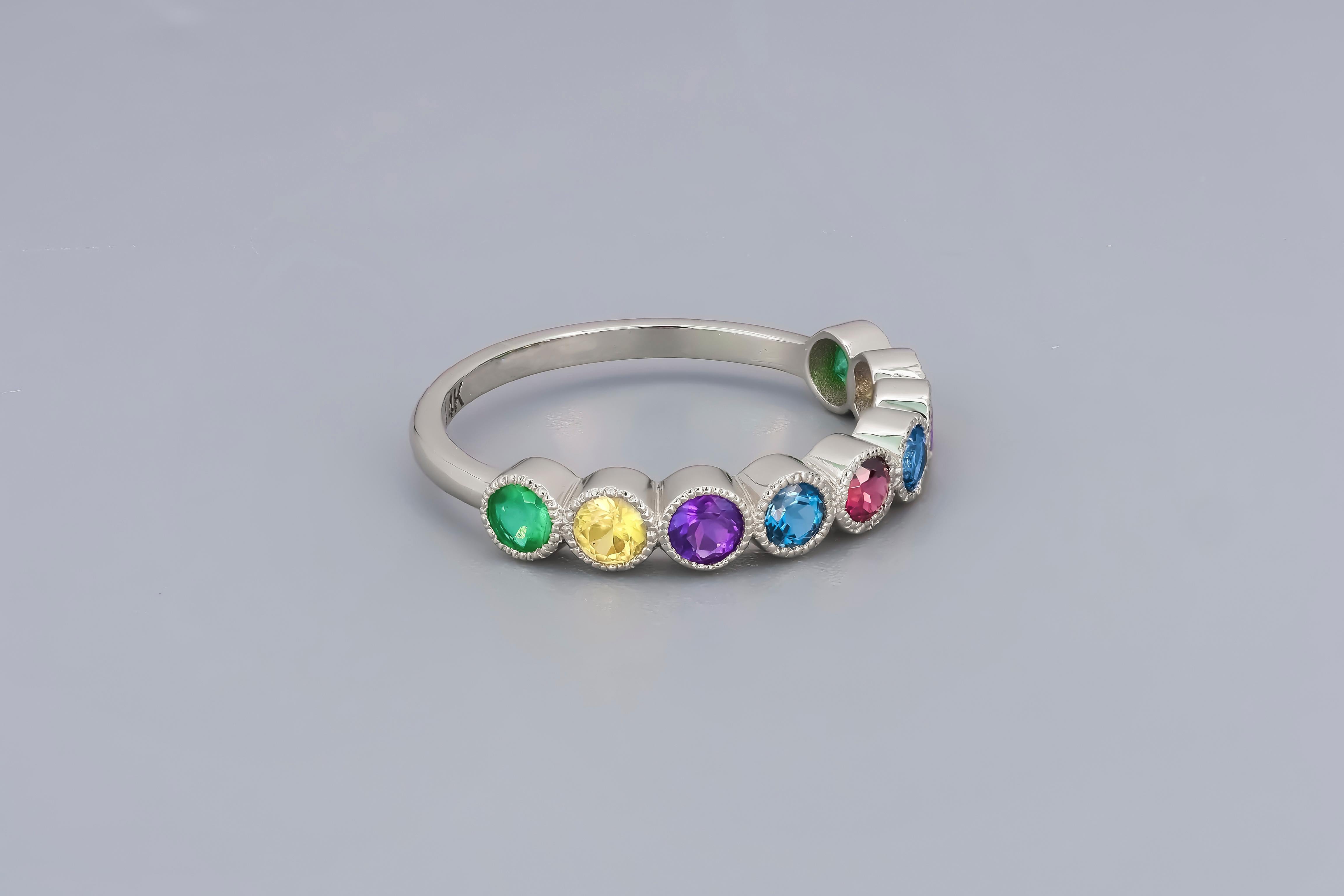 For Sale:  Half Eternity Ring with Natural Gemstones 6
