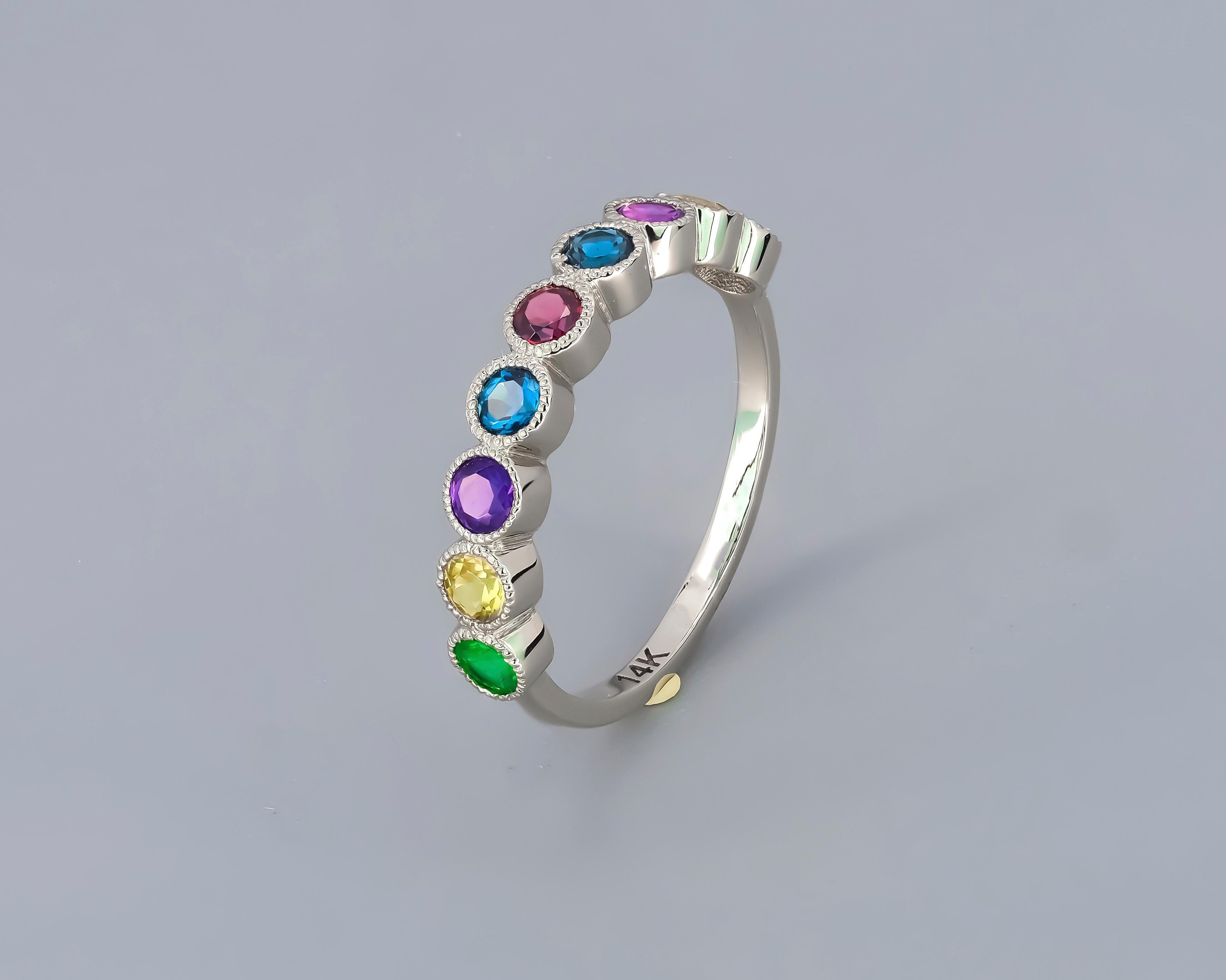 For Sale:  Half Eternity Ring with Natural Gemstones 9