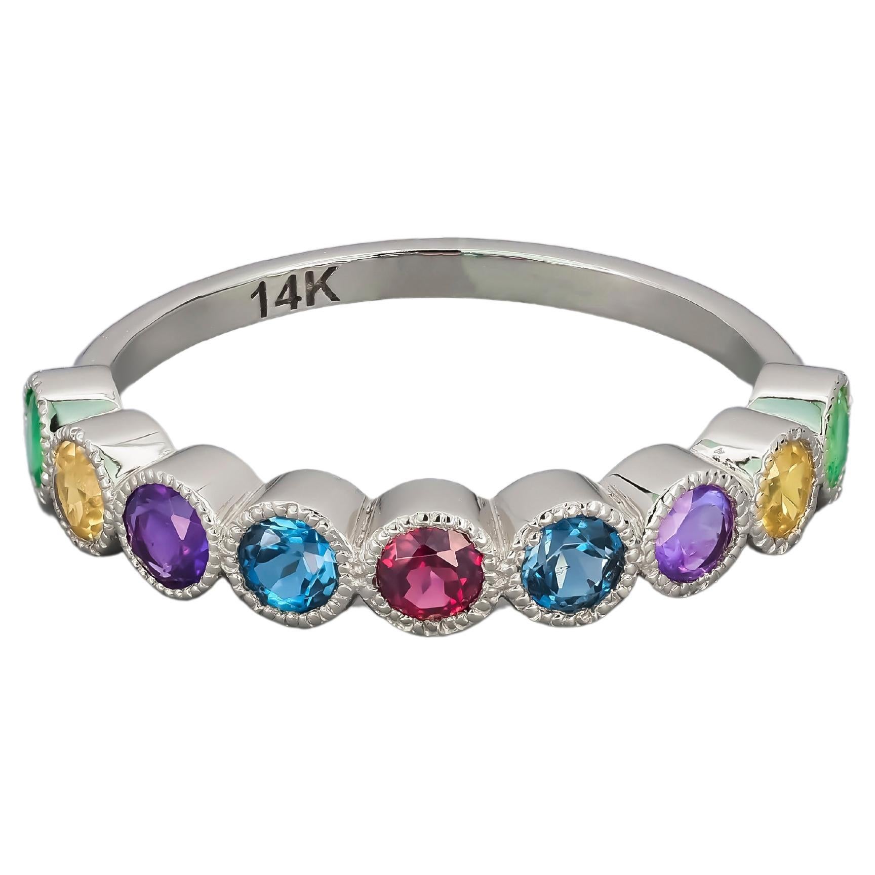 For Sale:  Half Eternity Ring with Natural Gemstones