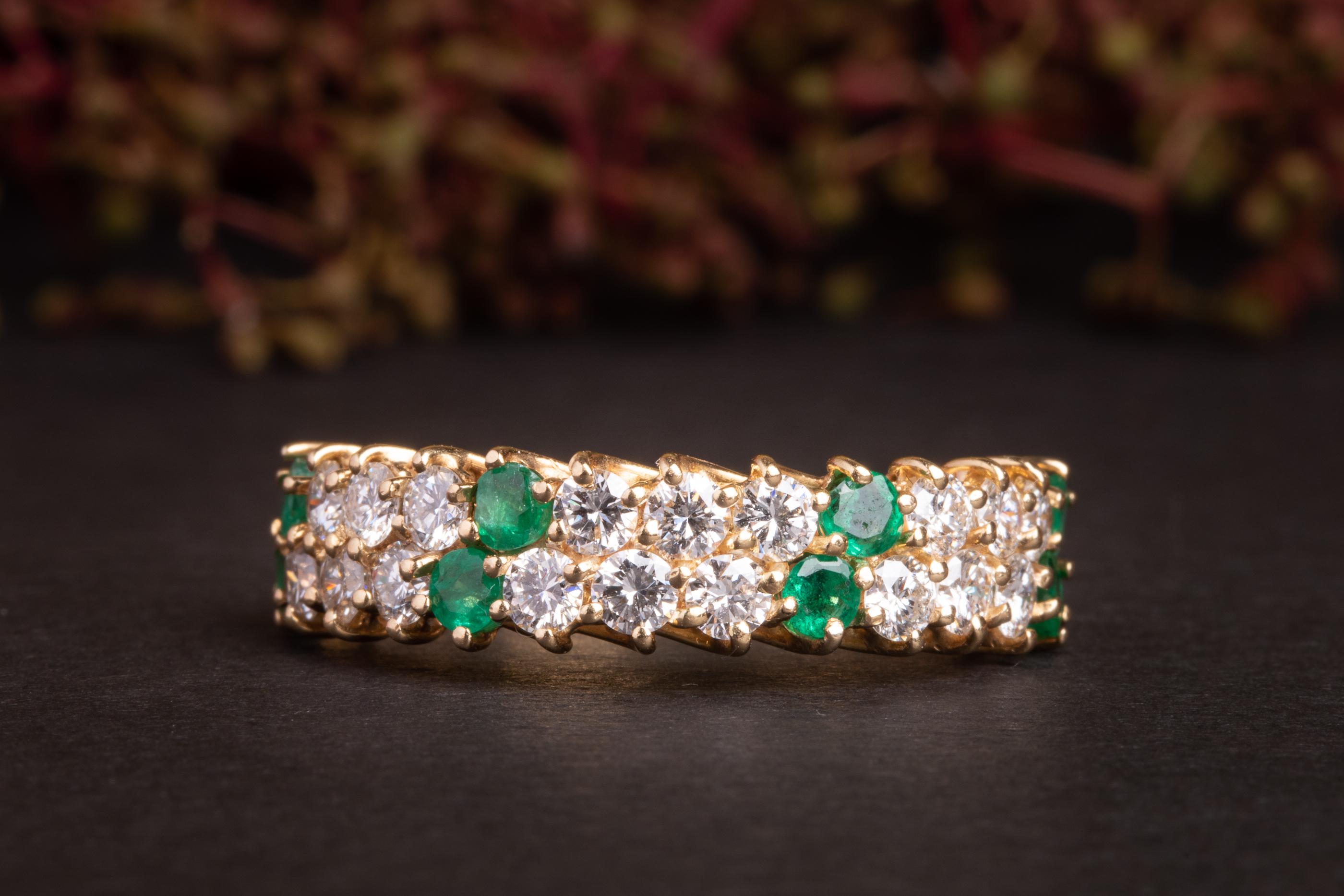 Such a striking and very LARGE statement diamond and emerald ring! This marvelous cocktail ring is made of solid 18 ct yellow and is a true show stopper! It weights whooping 6g and is a one-off unique gem!

Bold, beautiful and definitely an ultimate
