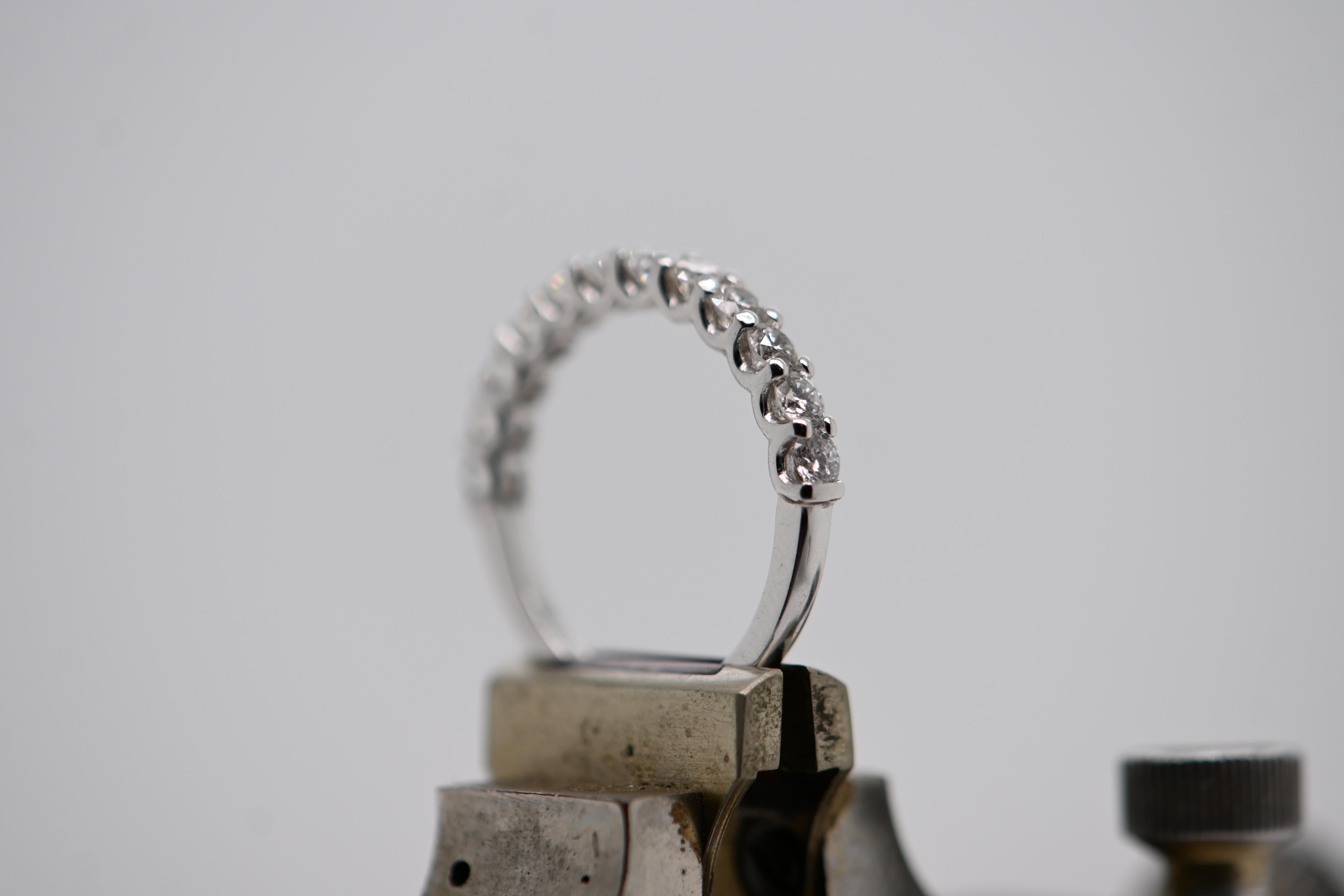 Women's Half-Eternity Wedding Band in 18 ct White Gold with 0.860 ct Diamonds For Sale