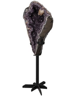 Large Split Geode Amethyst Crystal Formation with Agate Quartz & Calcite