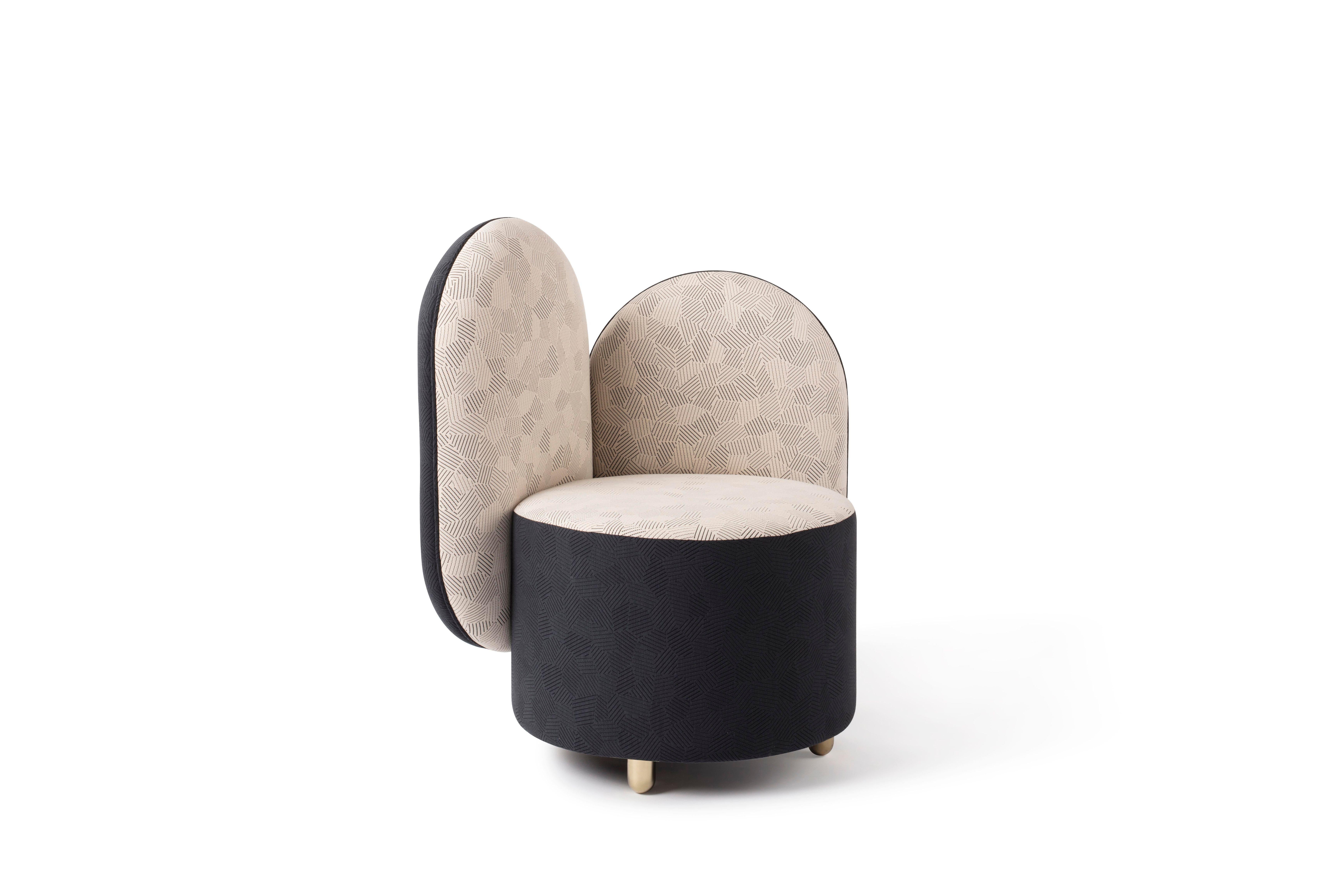 Contemporary Half Half Armchair with Ottoman Designed by Thomas Dariel