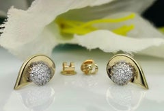 Half Heart Diamond Earring in 14k Solid Gold Ear Stud