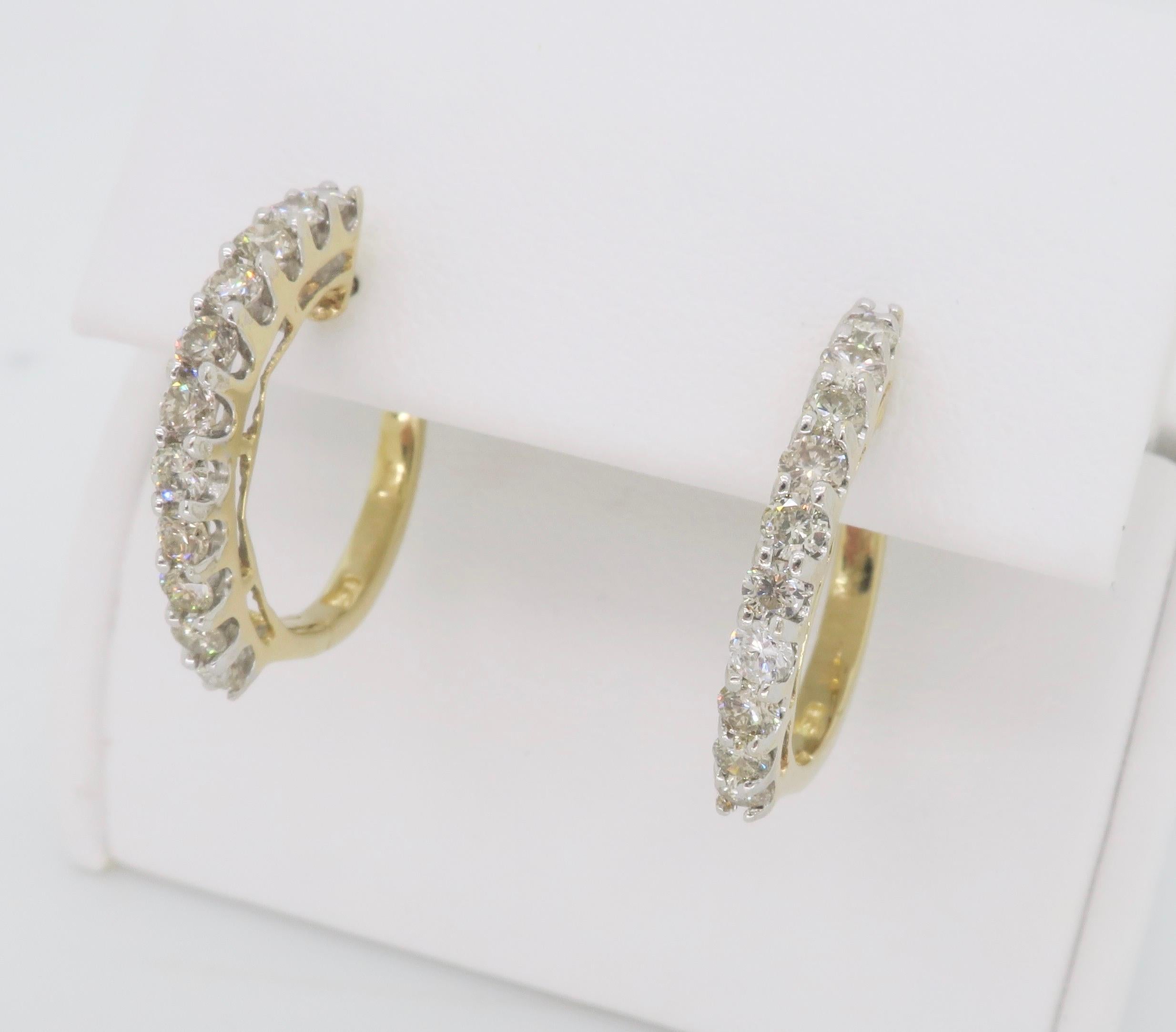 Half Hoop Diamond Earrings In Excellent Condition In Webster, NY