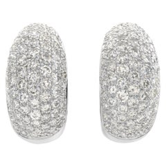 Half hoop diamonds earrings in 18k white gold. Round brilliant cut diamonds Half hoop diamonds earrings in 18k white gold. Round brilliant cut diamonds