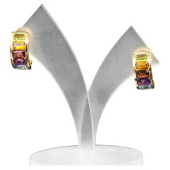 Half hoop earrings of gemstones 14 k gold