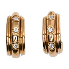 Half Hoop Gold Earrings with Diamonds