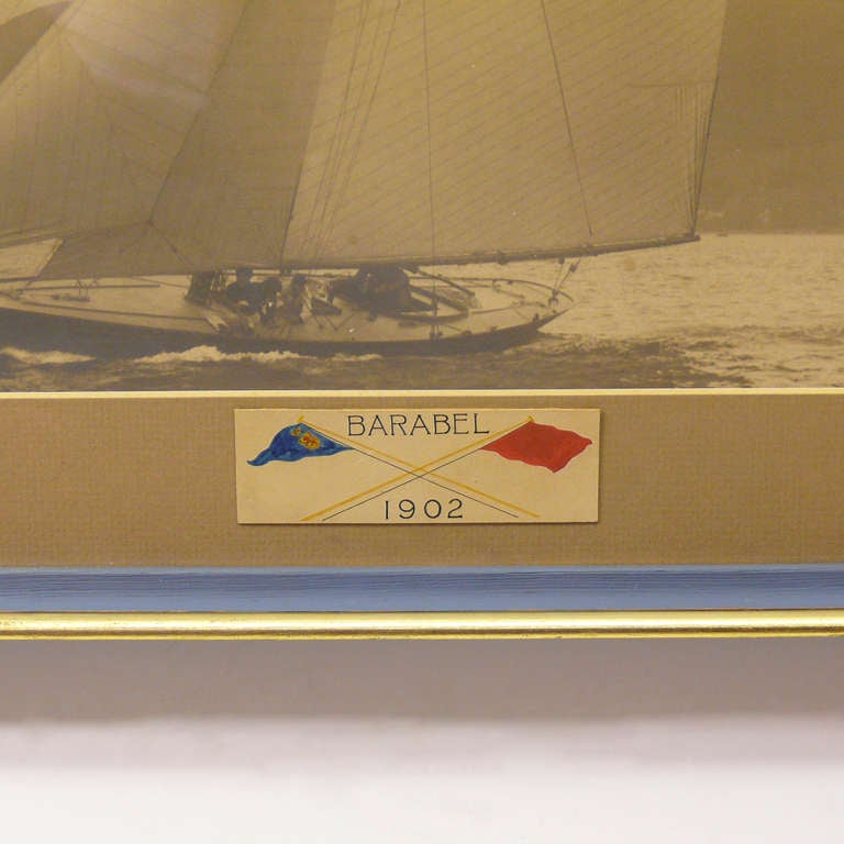 20th Century Half Hull Model and Framed Photograph of the Yacht 'Barabel', circa 1902. For Sale