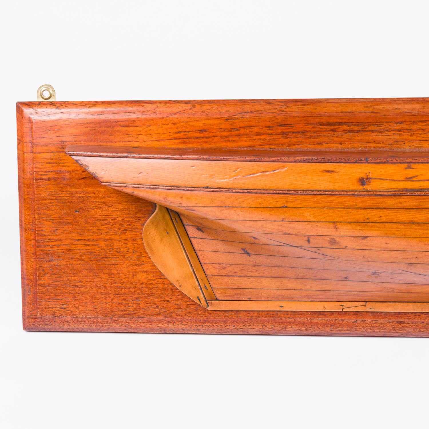 Teak Half hull model of the starboard side of a Barque