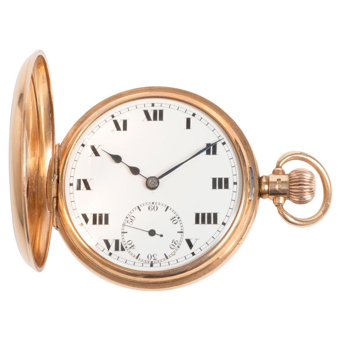 Montre de poche Half Hunter, or jaune 9K par Dennison (H/M 1924), 15 Jewell Mvmt en vente