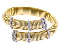 Half Inch Wide Tubogas Bypass Diamond Bangle Bracelet