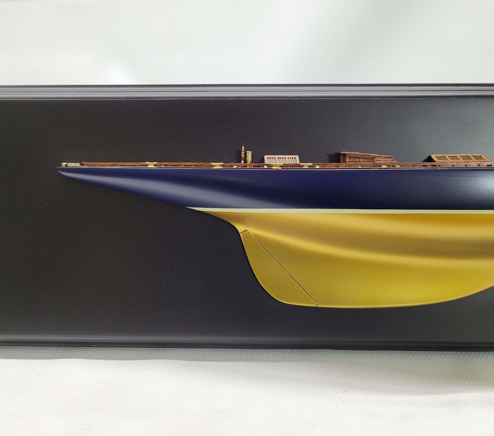 Wood Half Model of the Yacht Endeavor, Gold For Sale