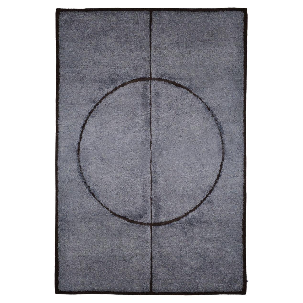 Half Moon Area Shag Rug, Hand Knotted For Sale