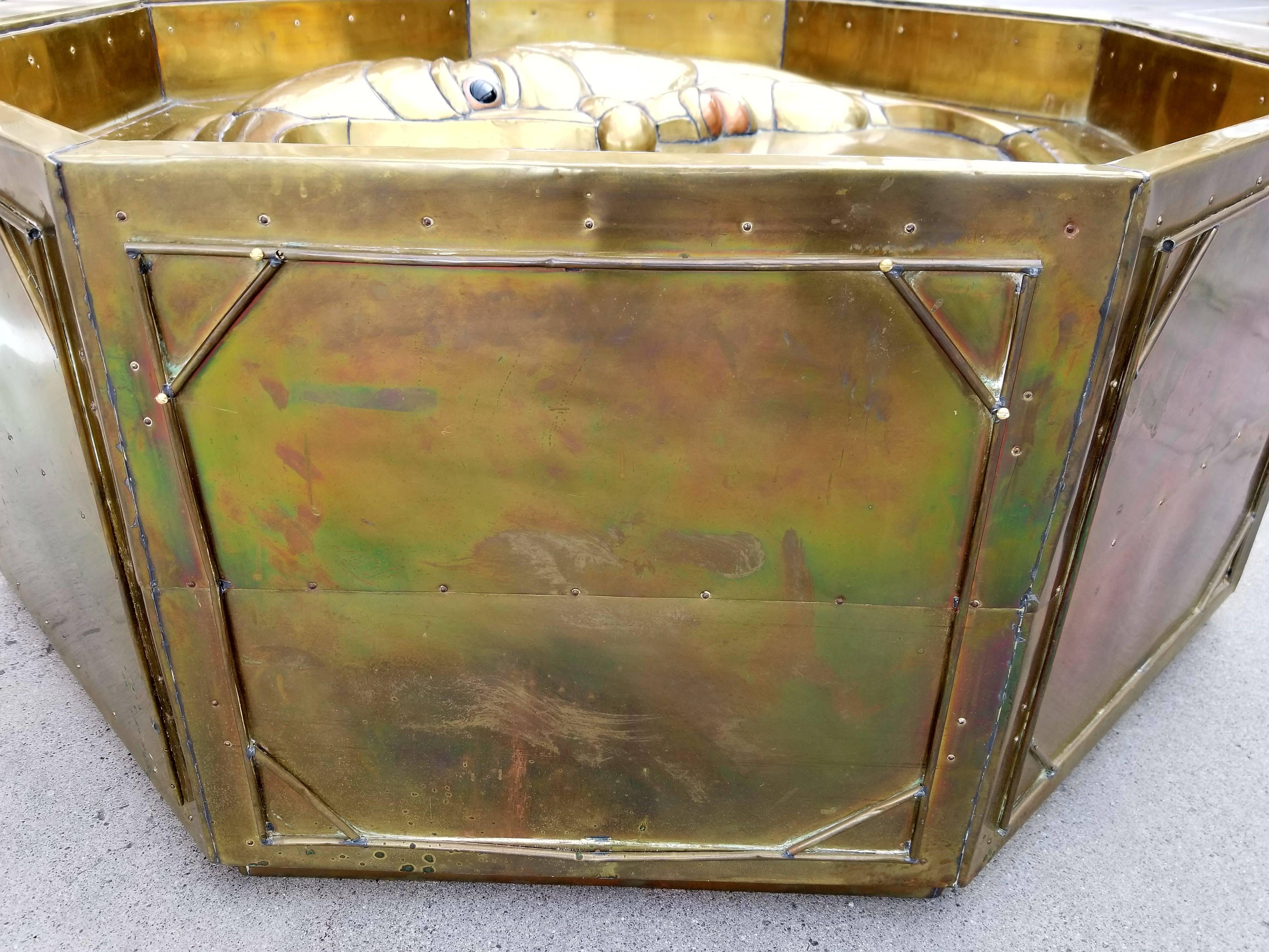 Half Moon Brass Coffee Table by Sergio Bustamante For Sale 3