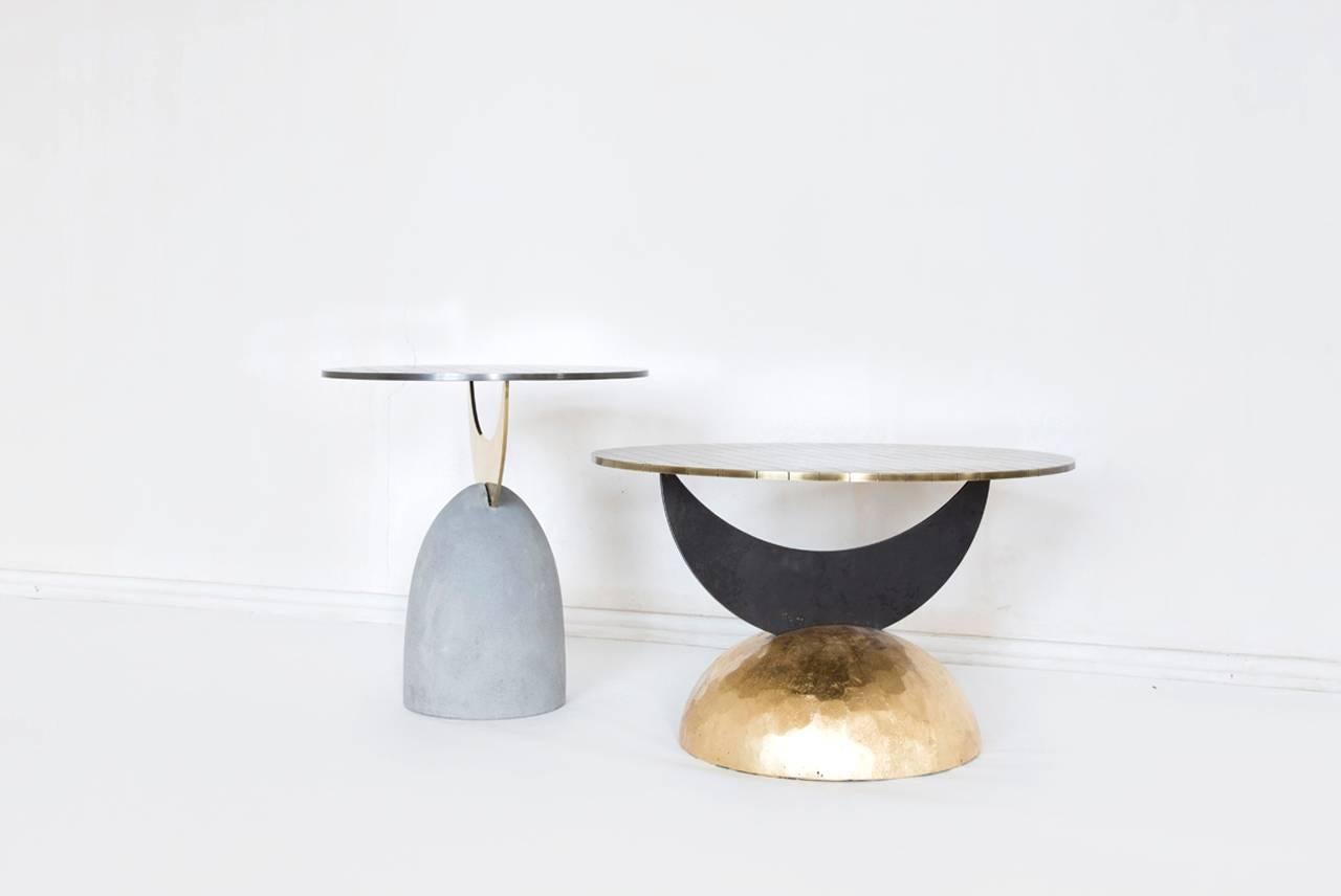 Contemporary Half Moon Brass Table I, Rooms
