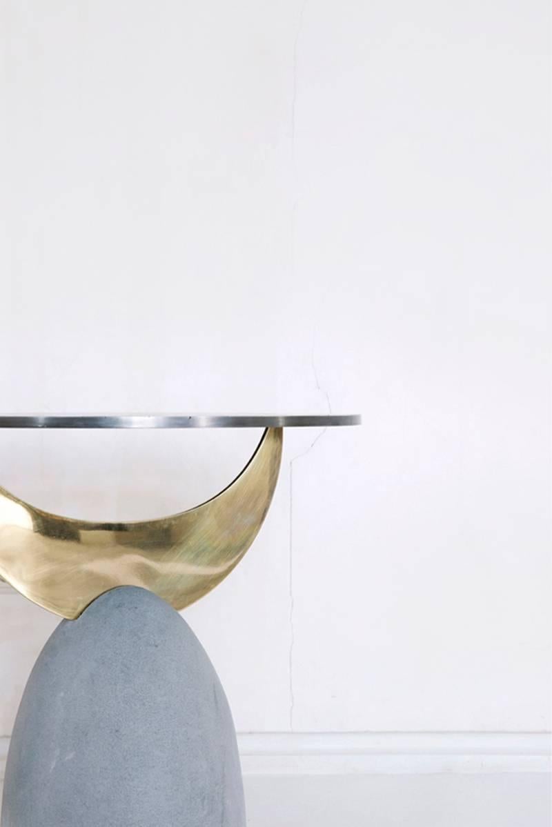 Half moon brass table, Rooms
Dimensions: L 67, W 67cm, H 60cm
Materials: Brass/Metal/Stone

Modular coffee table I

Bearing ROOMS’ sense of simplicity and unaffected sophistication, the Half Moon Coffee tables introduce an elemental presence