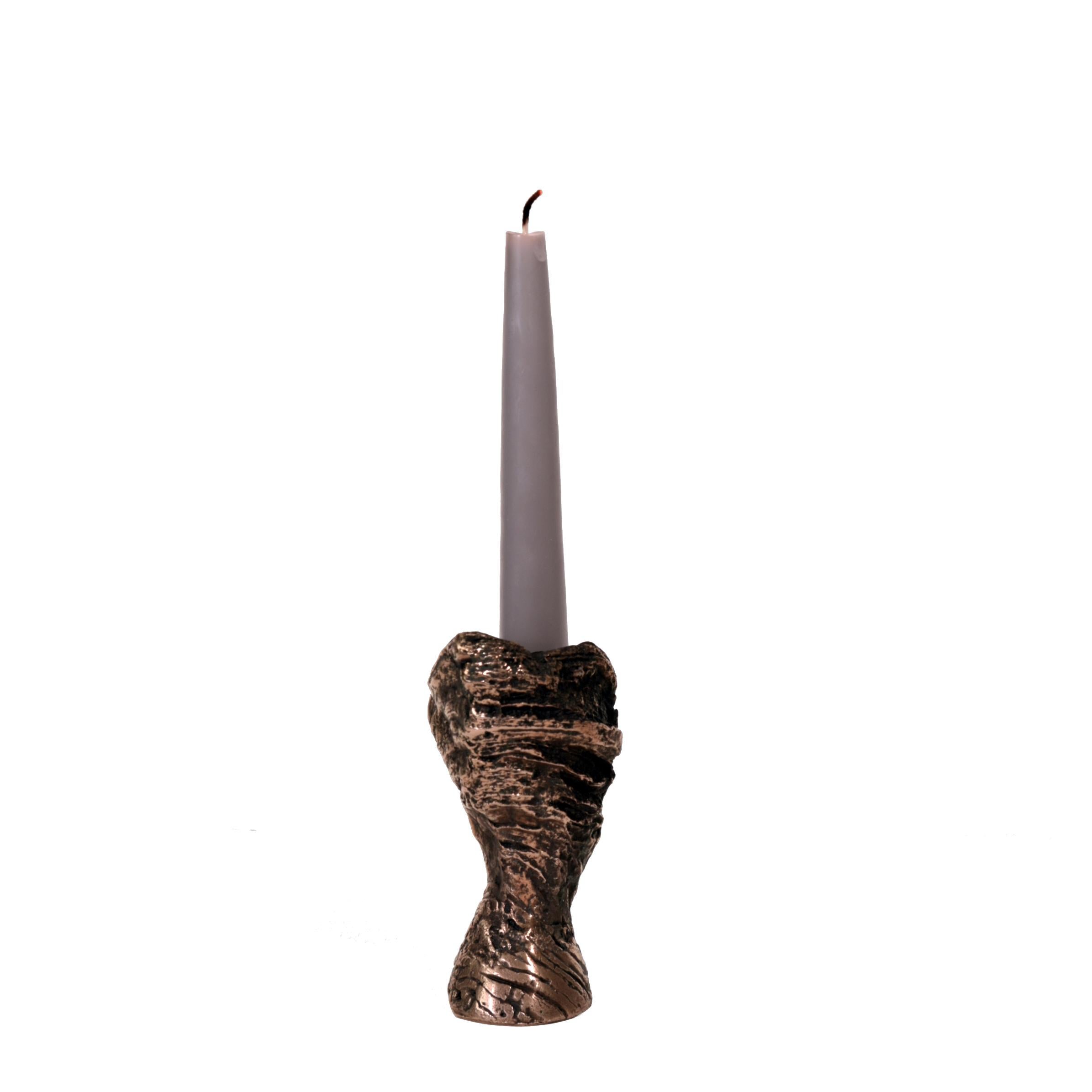 Contemporary Half Moon Caye, European, Modern, Candleholder, 21st Century, Bronze For Sale