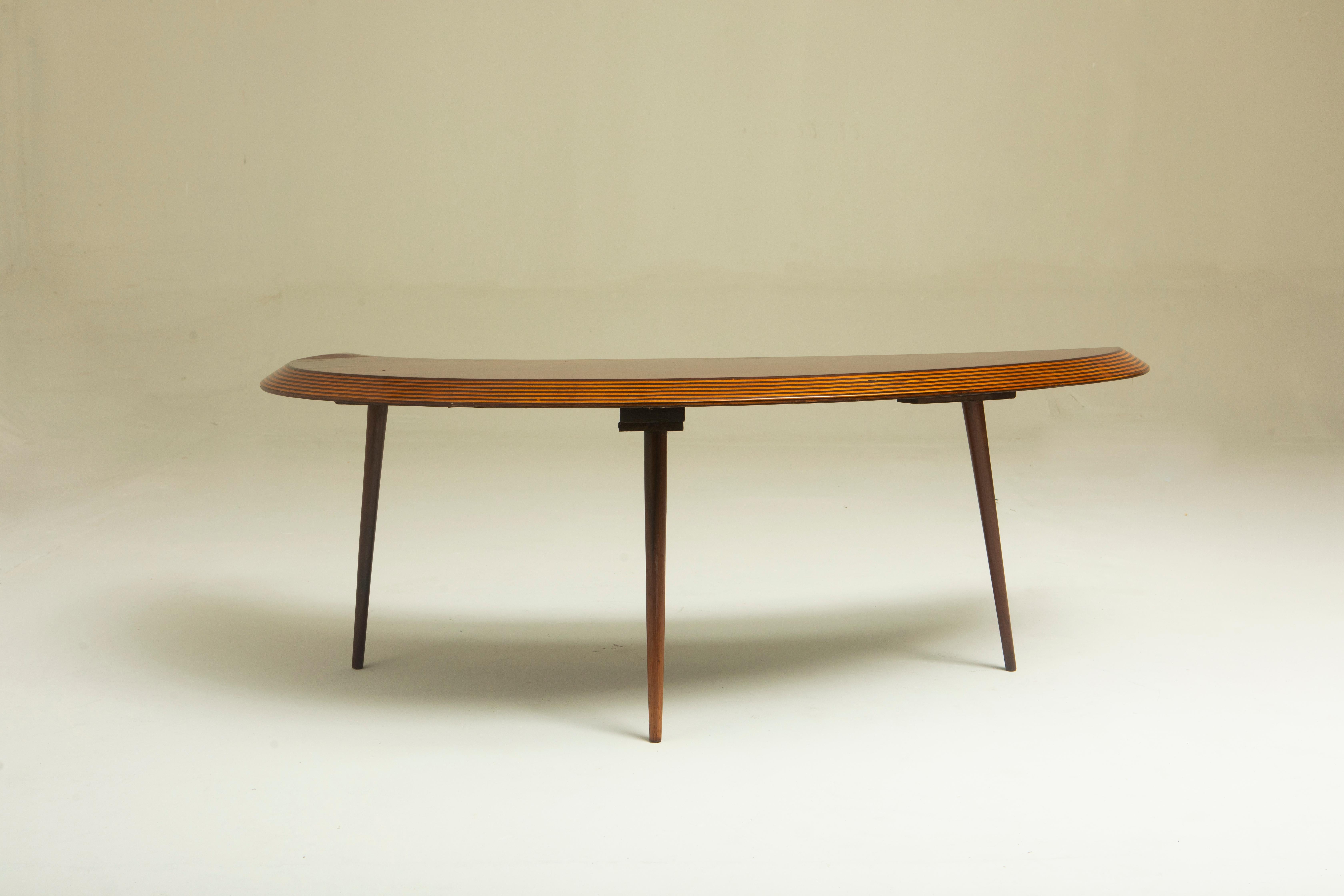 Wood 'Half Moon' Center Table by CIMO Studio, Brazil, 1950s For Sale